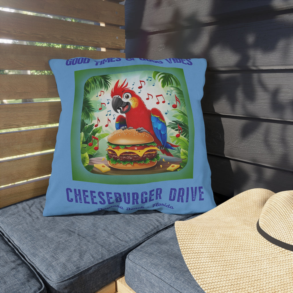 Latitude Margaritaville Tropical Outdoor Pillows - Good Times & Good Vibes gifts Beach House Cushion, Summer Patio Accent Fun Outdoor  Decor