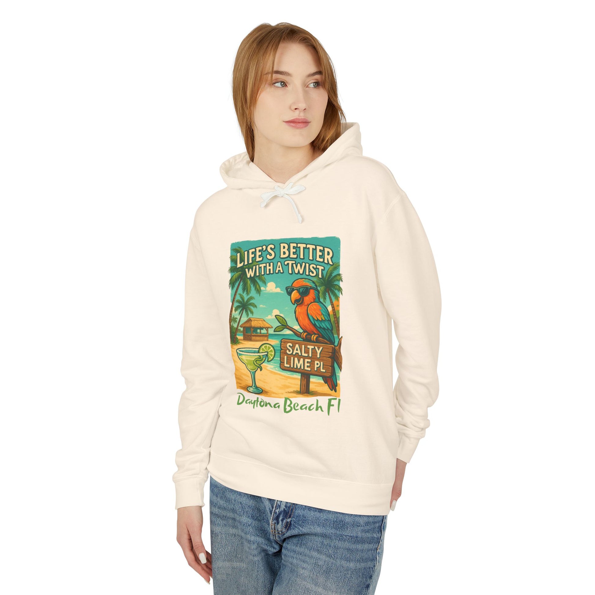 Salty Lime  Place  Lightweight Comfort Colors Hoodie - Jimmy Buffet Style