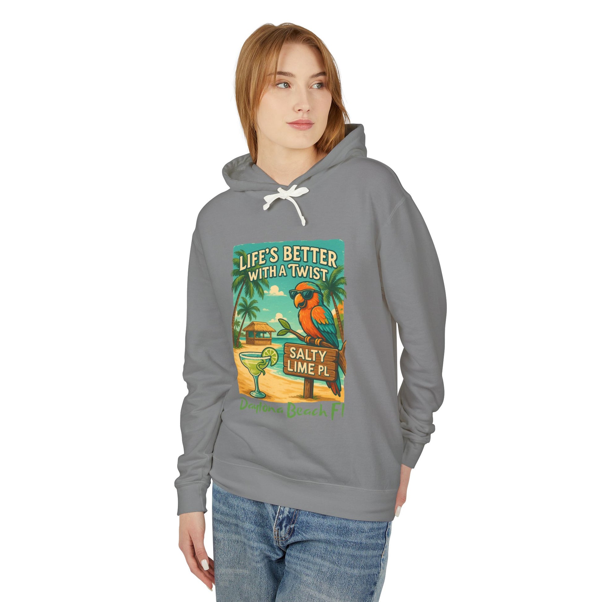 Salty Lime  Place  Lightweight Comfort Colors Hoodie - Jimmy Buffet Style