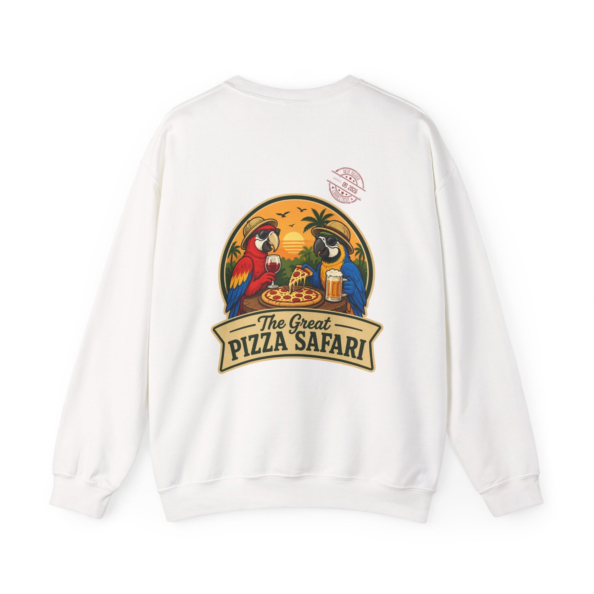 Pizza Safari Crewneck Sweatshirt — "The Great Pizza Safari" Graphic