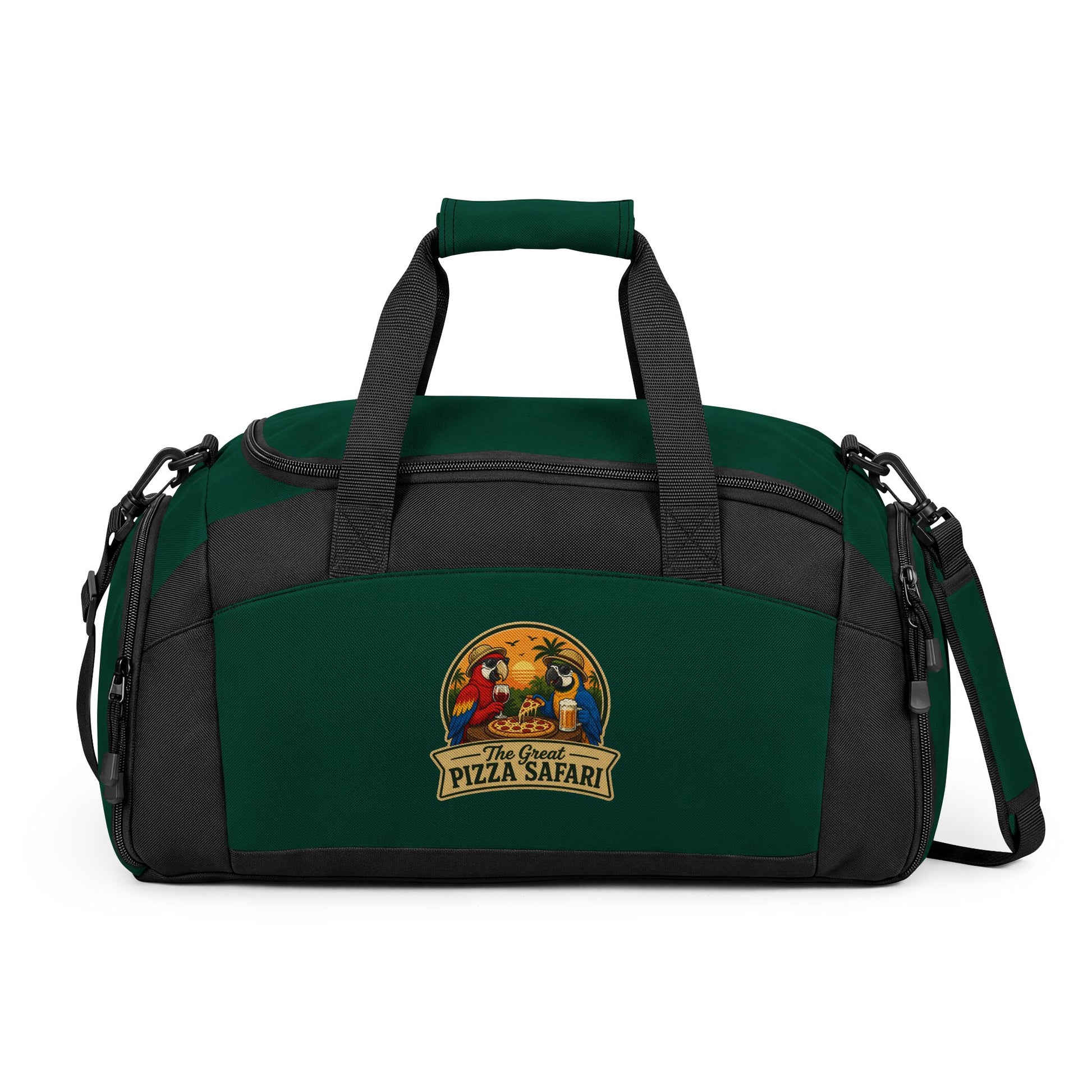 Pizza Safari Gym Bag — Tropical Parrot Travel Duffel