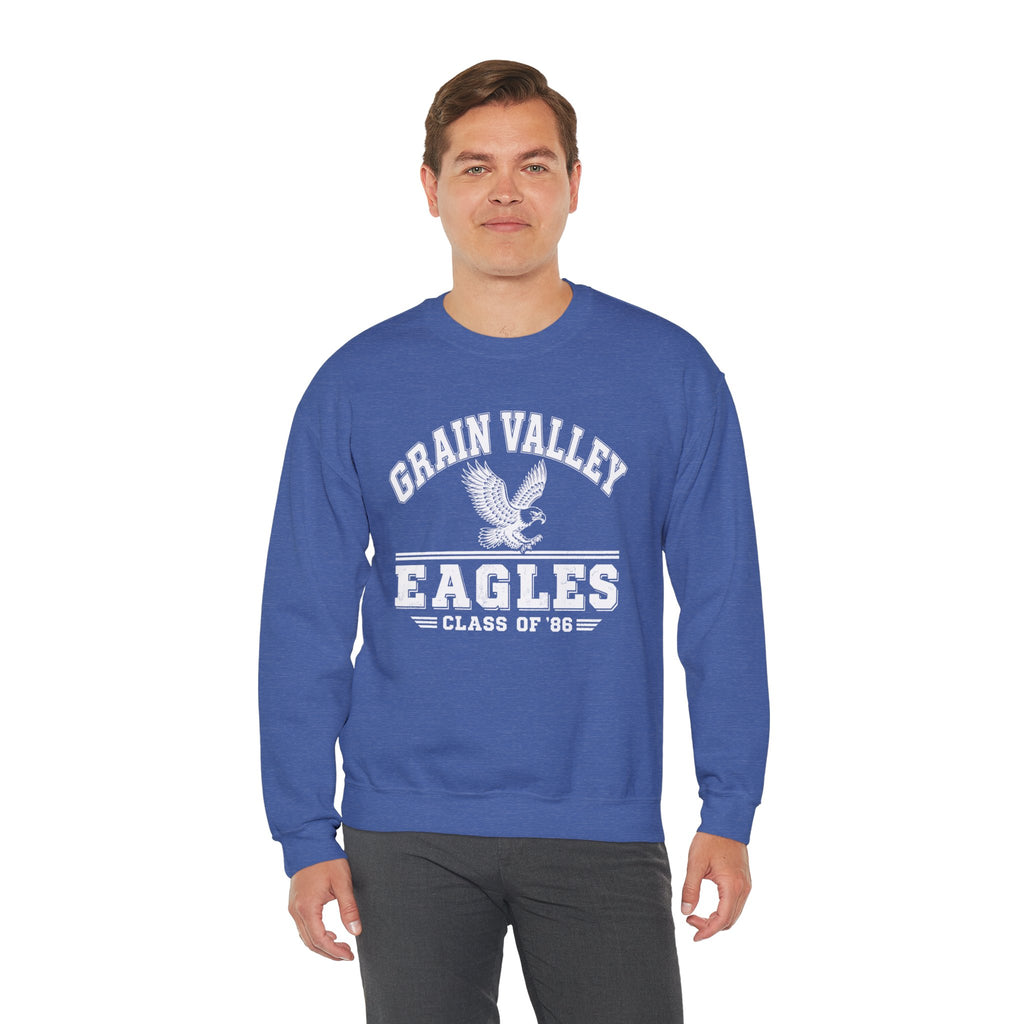 Grain Valley Eagles Crewneck Sweatshirt — Class of '86 Vintage School Spirit
