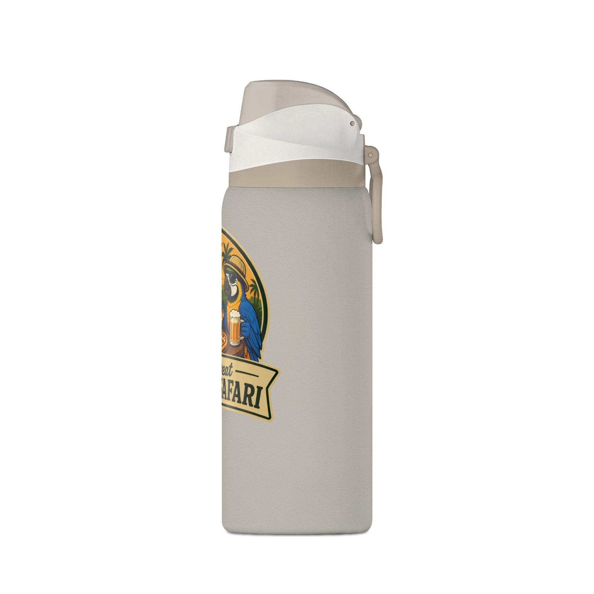 Insulated Water Bottle — "The Great Pizza Safari" Parrot Design, 32 oz