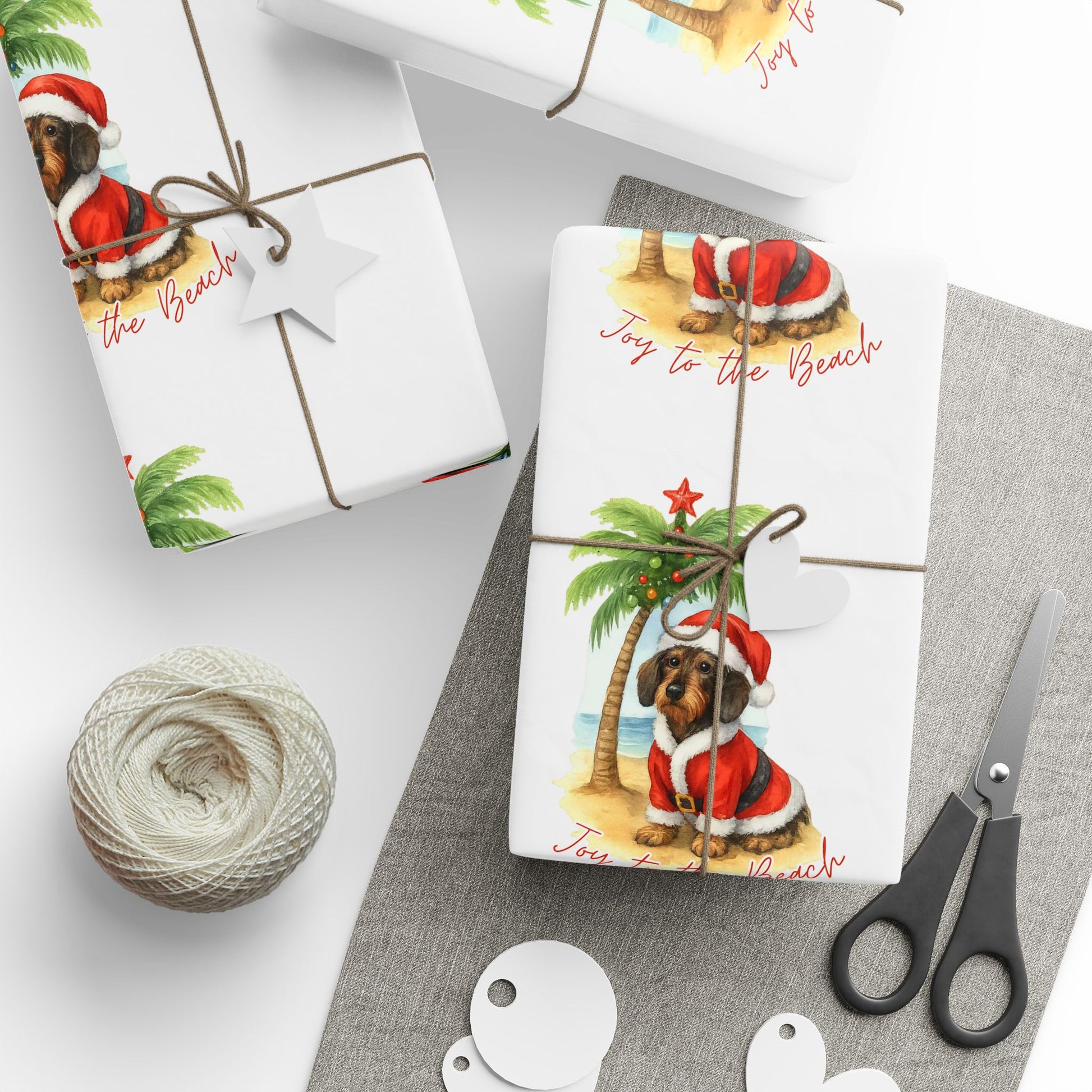 Christmas Puppy & Palm Tree Wrapping Paper – Joyful Holiday Gift Wrap
