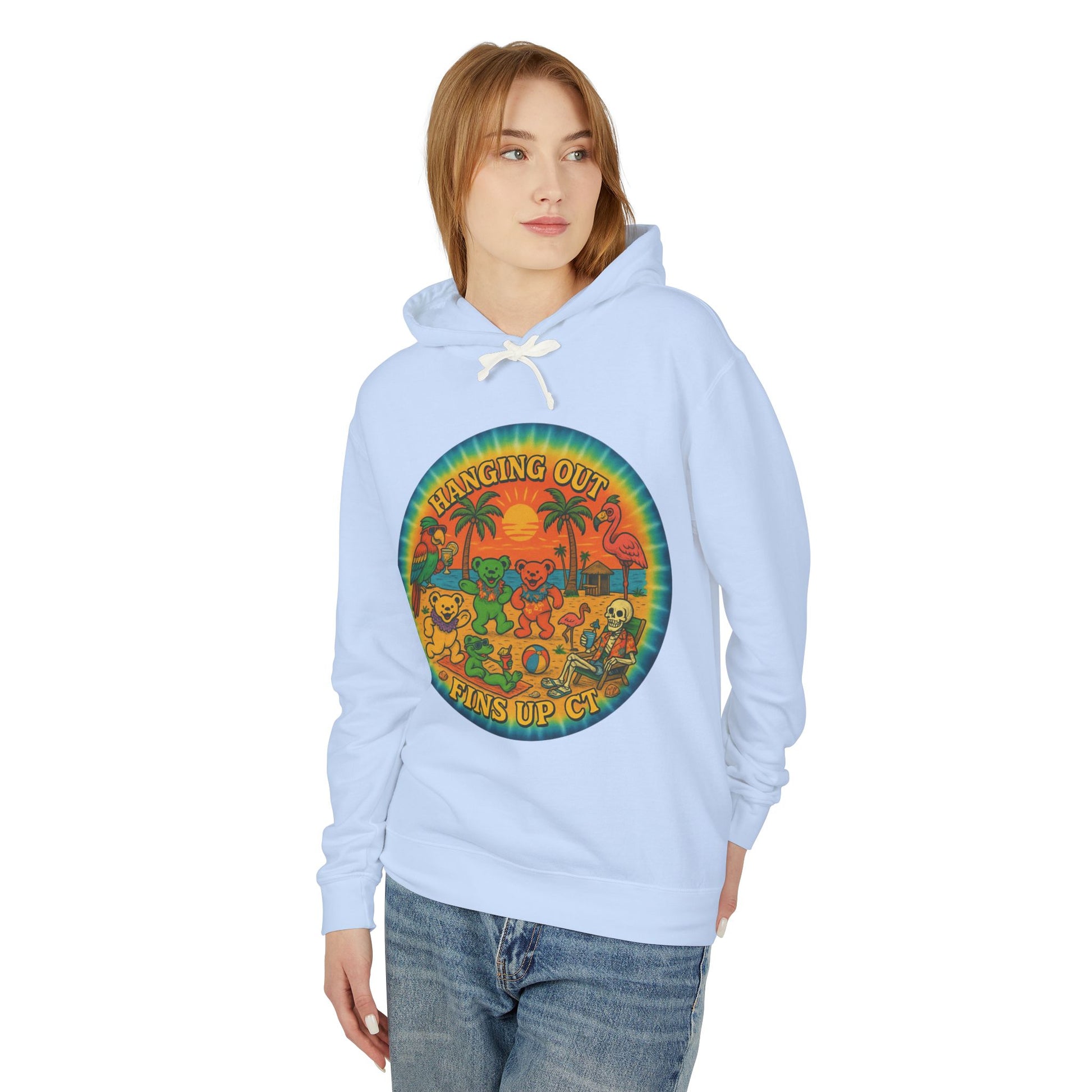 Fins up ct  Lightweight Comfort Colors Hoodie - Jimmy Buffet Style