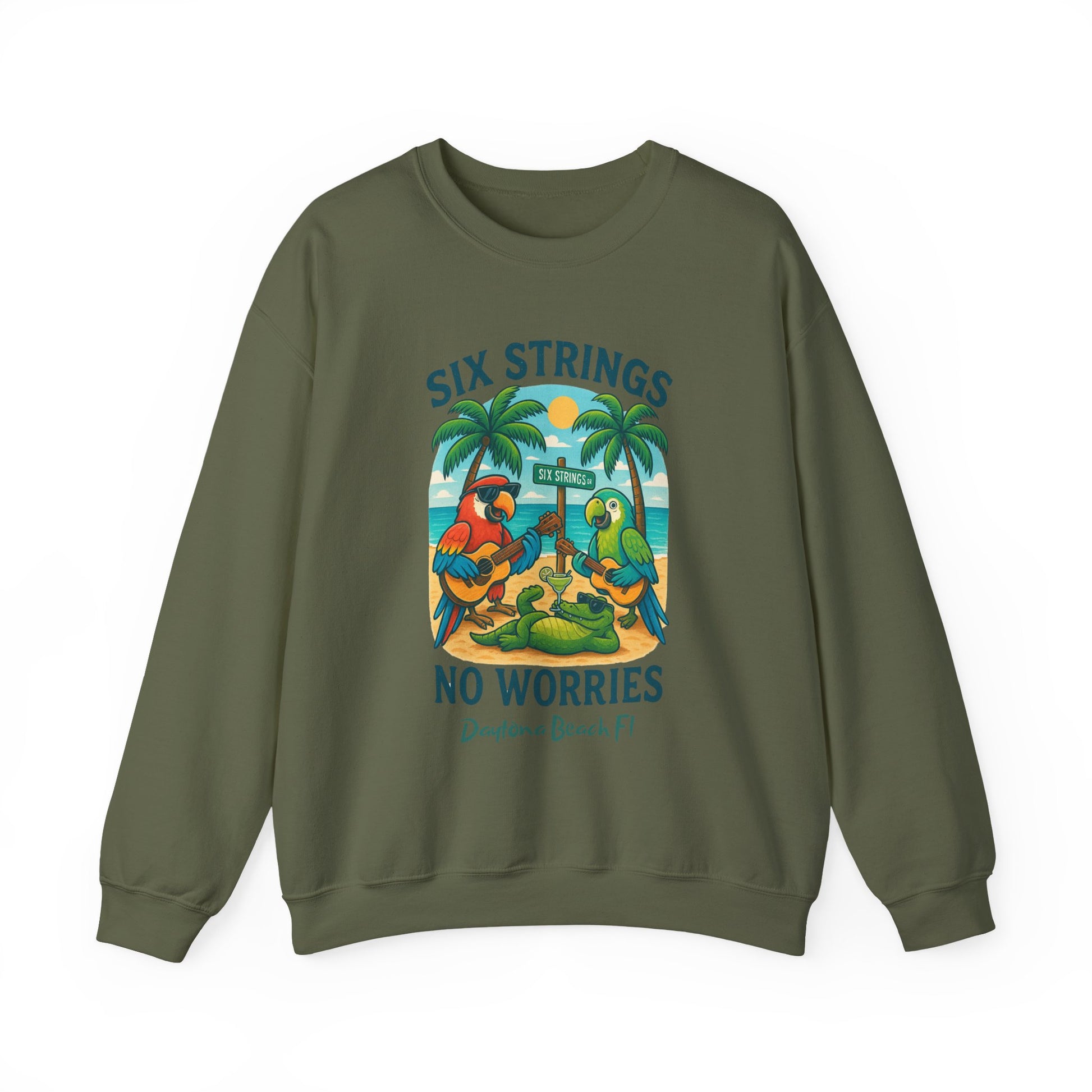 Six Strings  Crewneck Sweatshirt - Jimmy Buffet Style