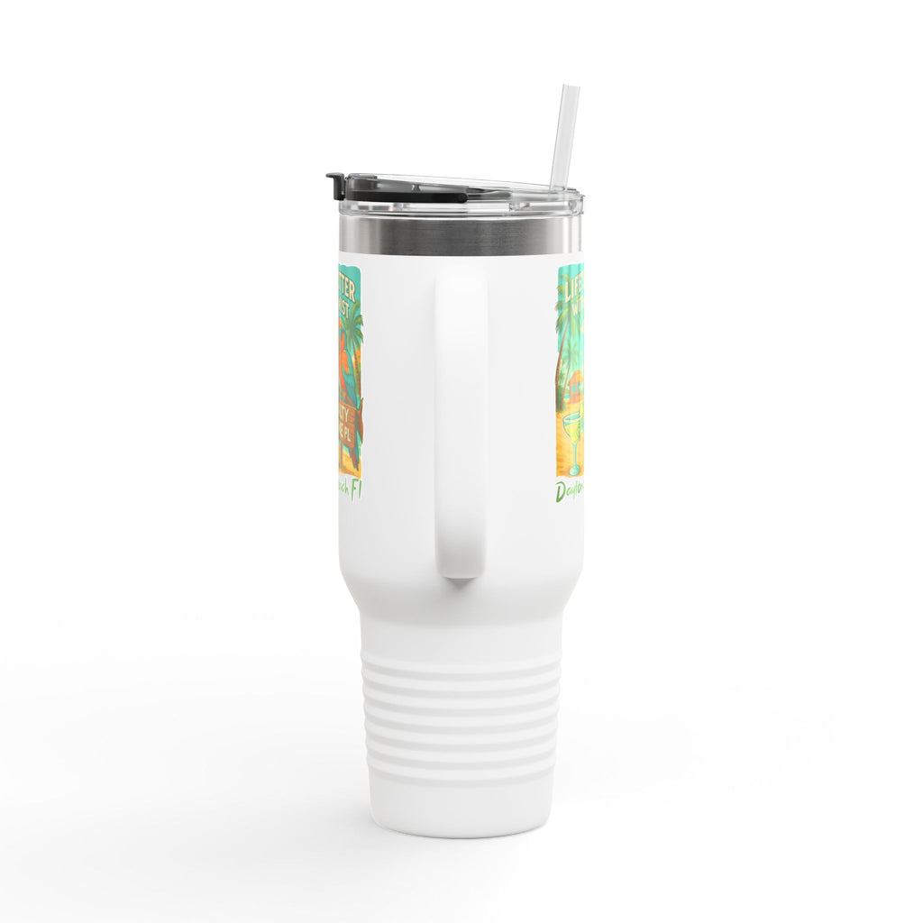 40oz Insulated Travel Mug — 'Life's Better With a Twist' Daytona Beach Cocktail Design