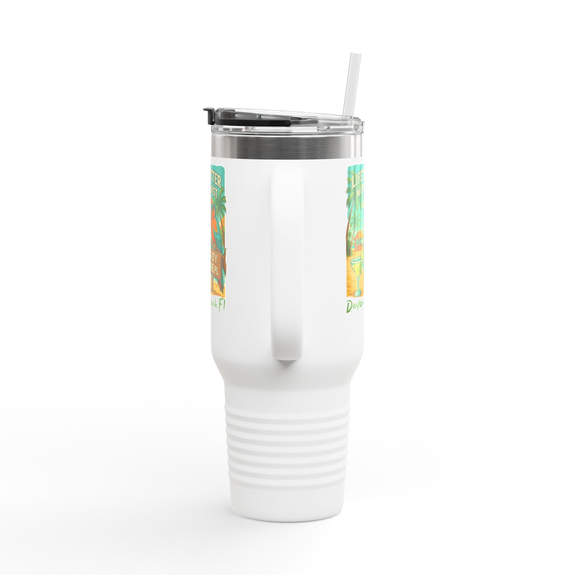 40oz Insulated Travel Mug — 'Life's Better With a Twist' Daytona Beach Cocktail Design