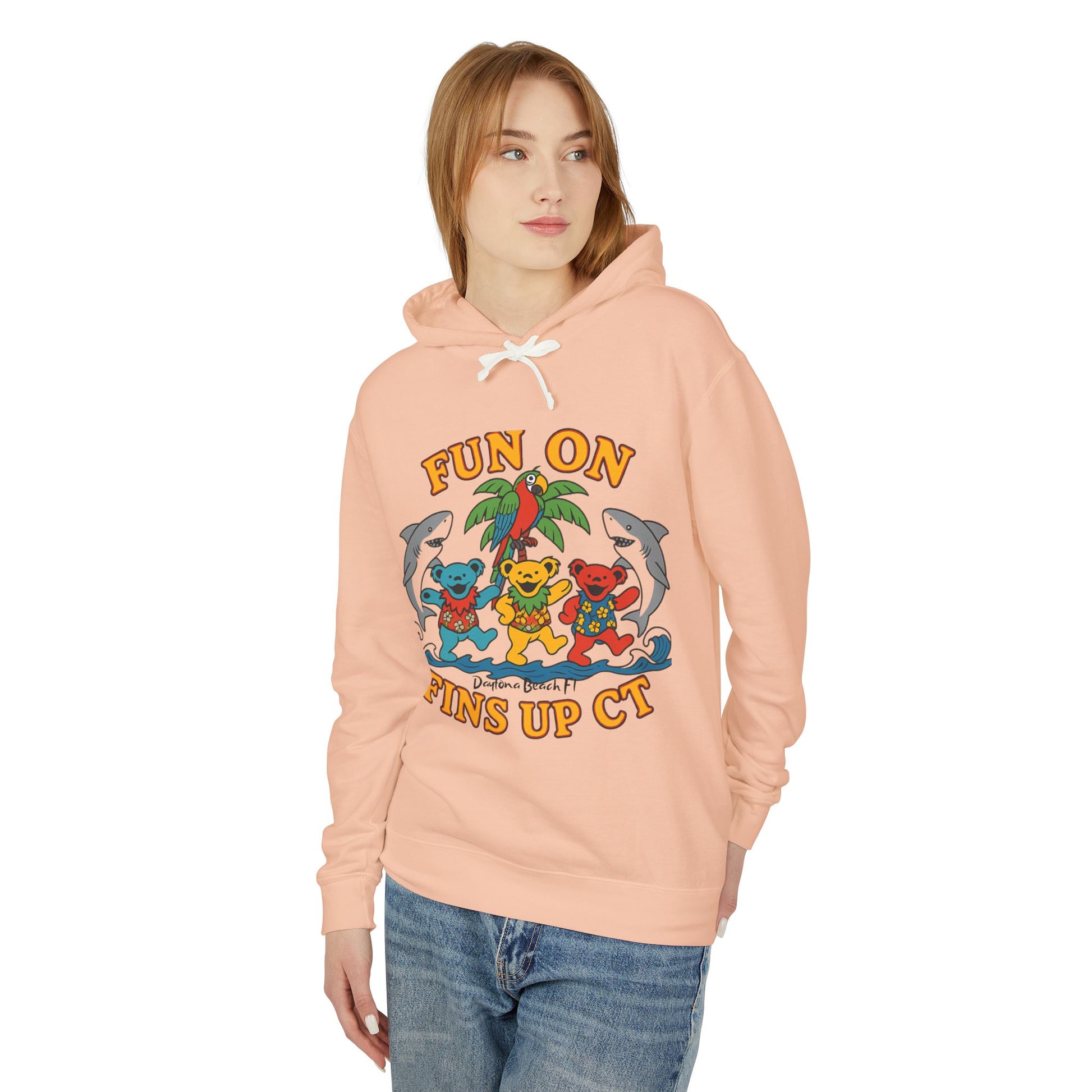 Fins Up ct  Lightweight Comfort Colors Hoodie - Jimmy Buffet Style