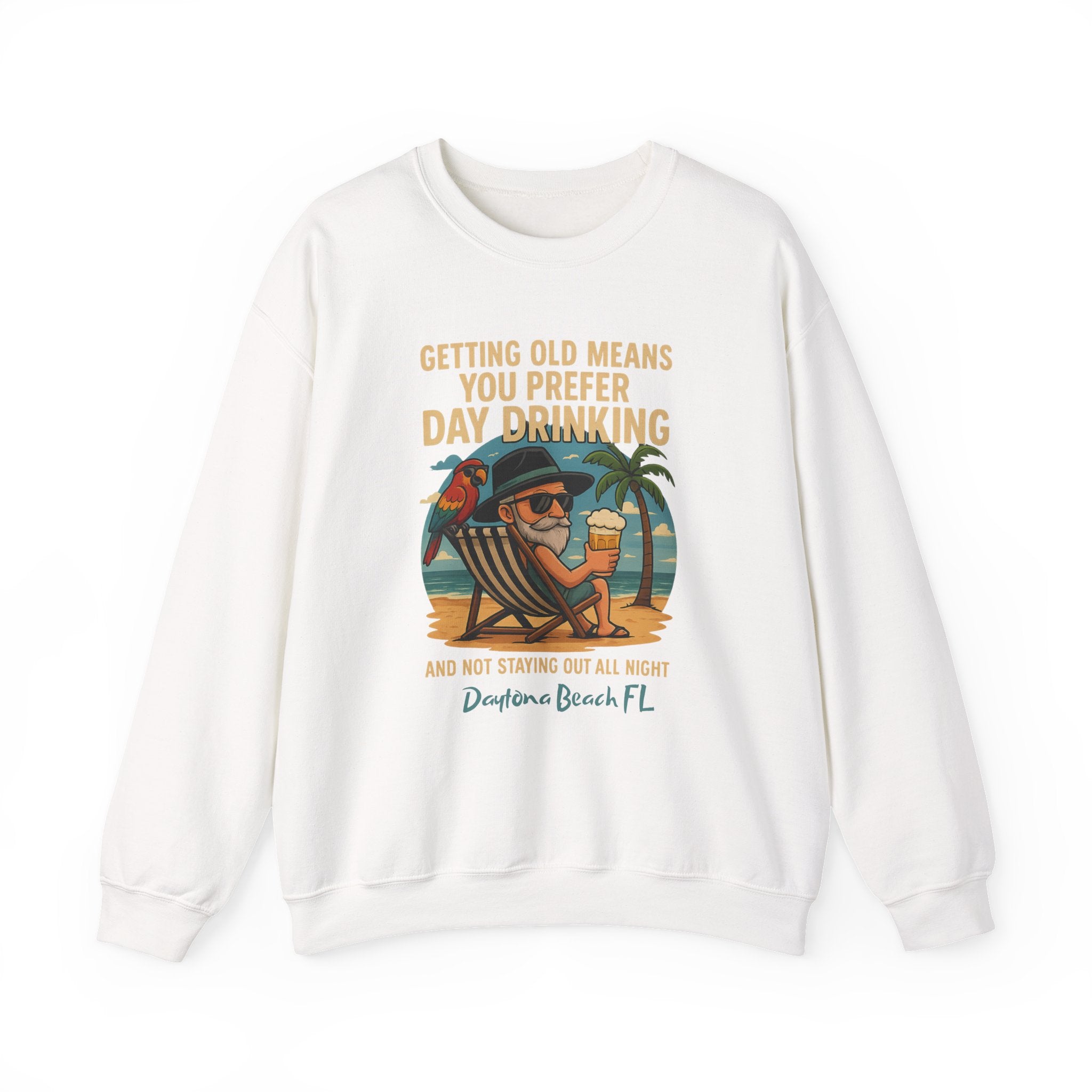 Day Drinking Vintage Crewneck Sweatshirt for Beach Lovers, Funny Gift for Birthdays, Great for Relaxing, Summer Vibes, Casual Style