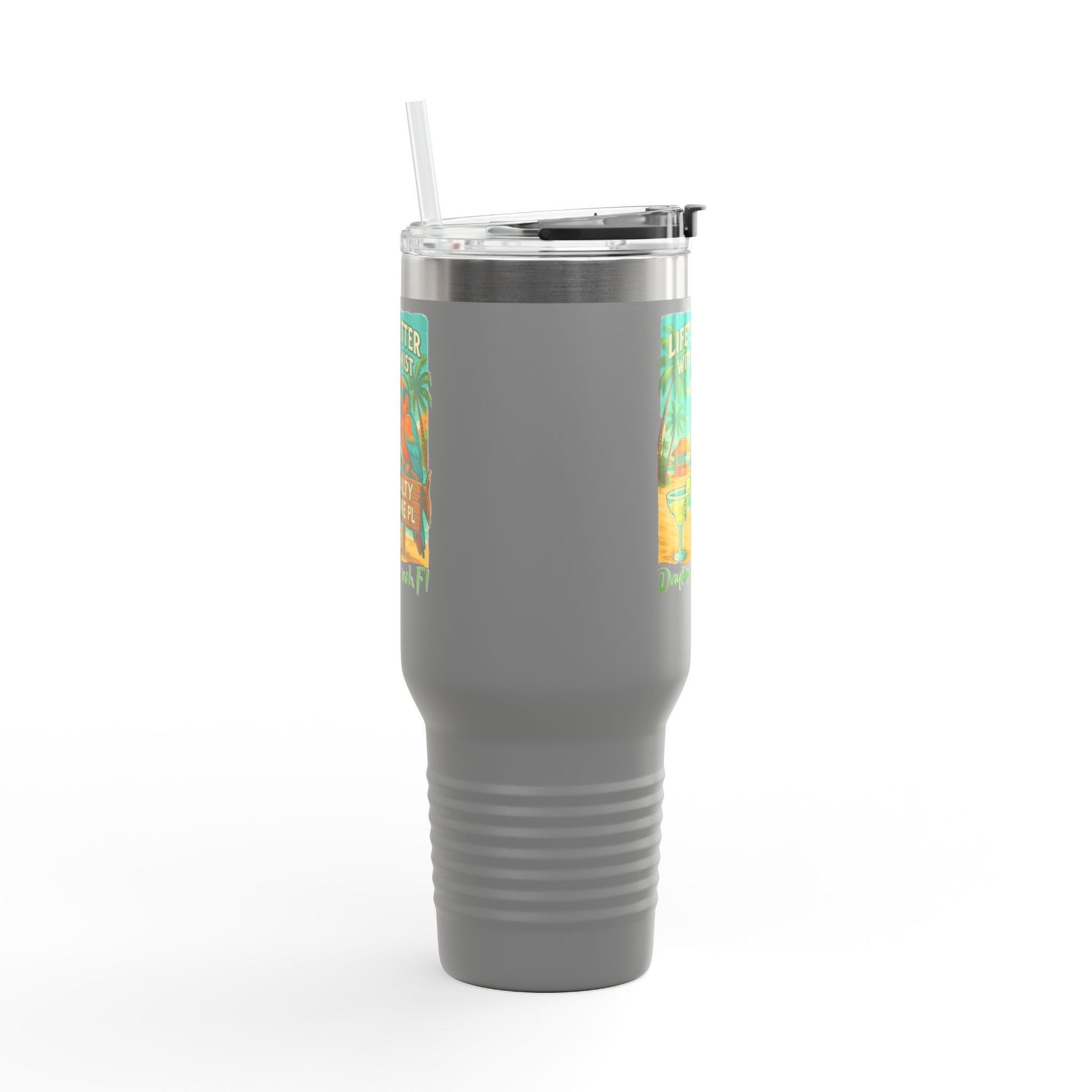 40oz Insulated Travel Mug — 'Life's Better With a Twist' Daytona Beach Cocktail Design