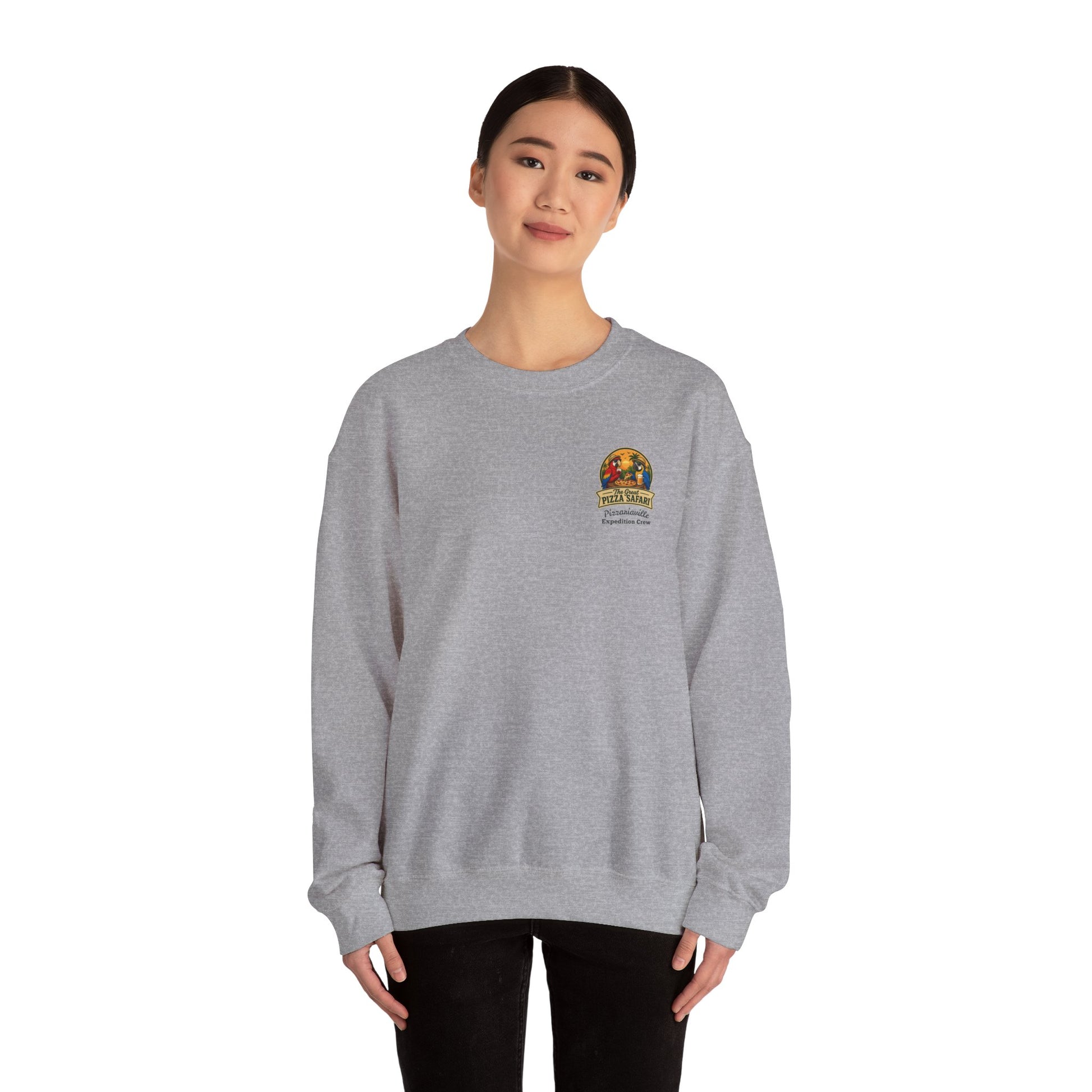 Pizza Safari Crewneck Sweatshirt — "The Great Pizza Safari" Graphic