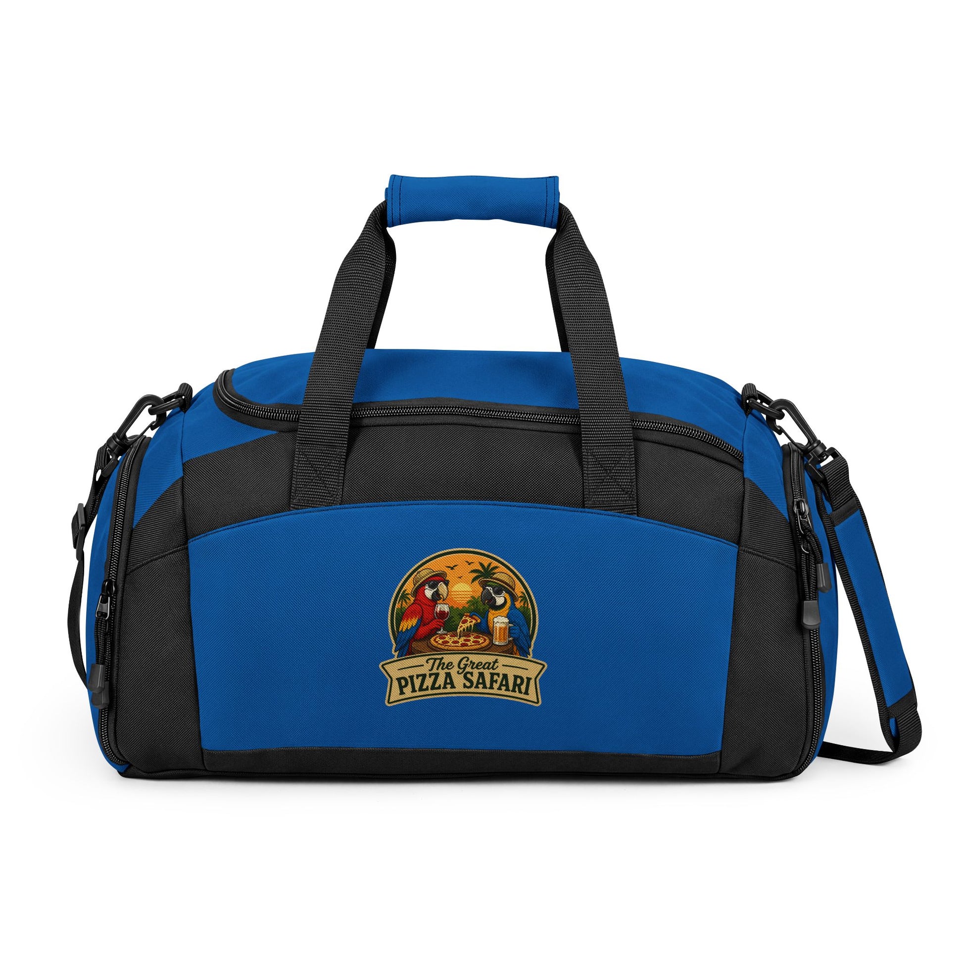 Pizza Safari Gym Bag — Tropical Parrot Travel Duffel