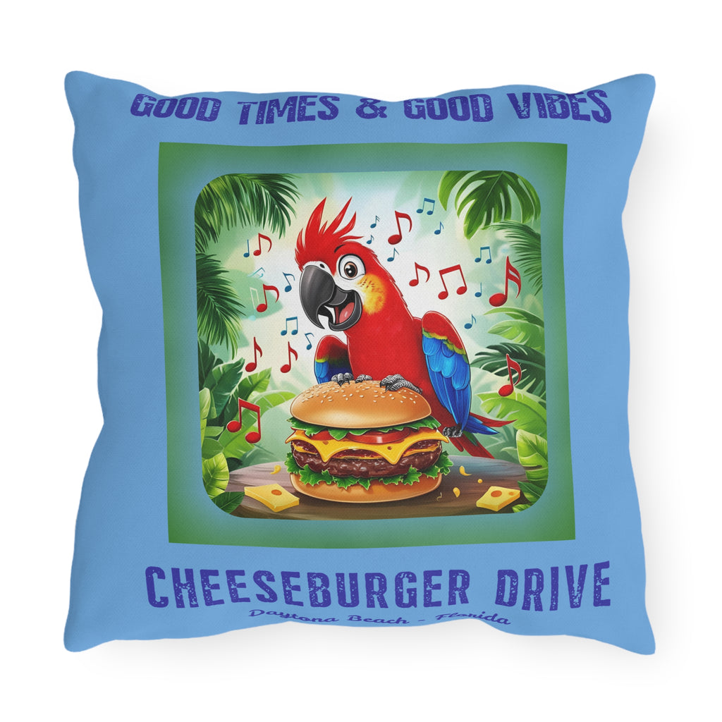 Latitude Margaritaville Tropical Outdoor Pillows - Good Times & Good Vibes gifts Beach House Cushion, Summer Patio Accent Fun Outdoor  Decor