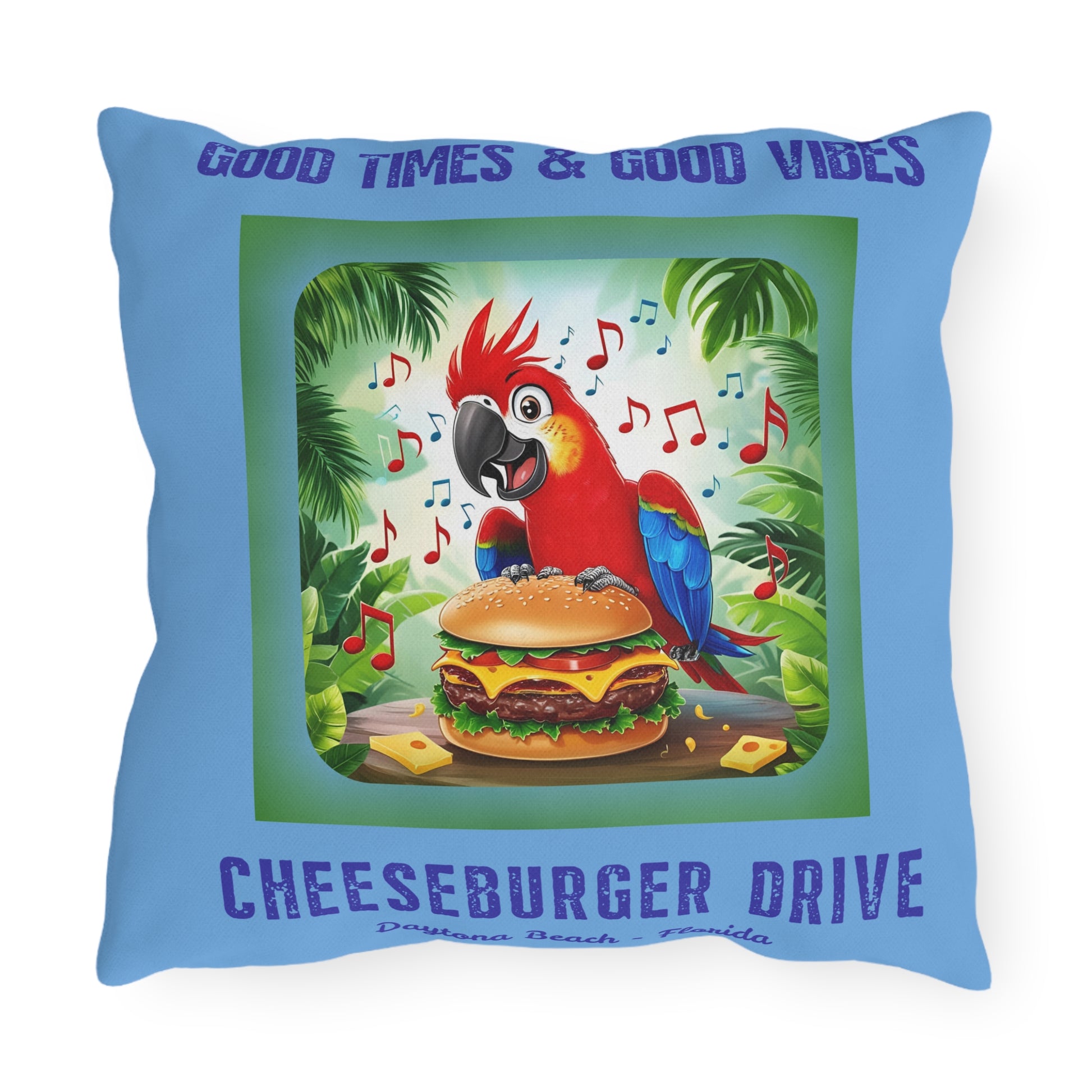 Latitude Margaritaville Tropical Outdoor Pillows - Good Times & Good Vibes gifts Beach House Cushion, Summer Patio Accent Fun Outdoor  Decor