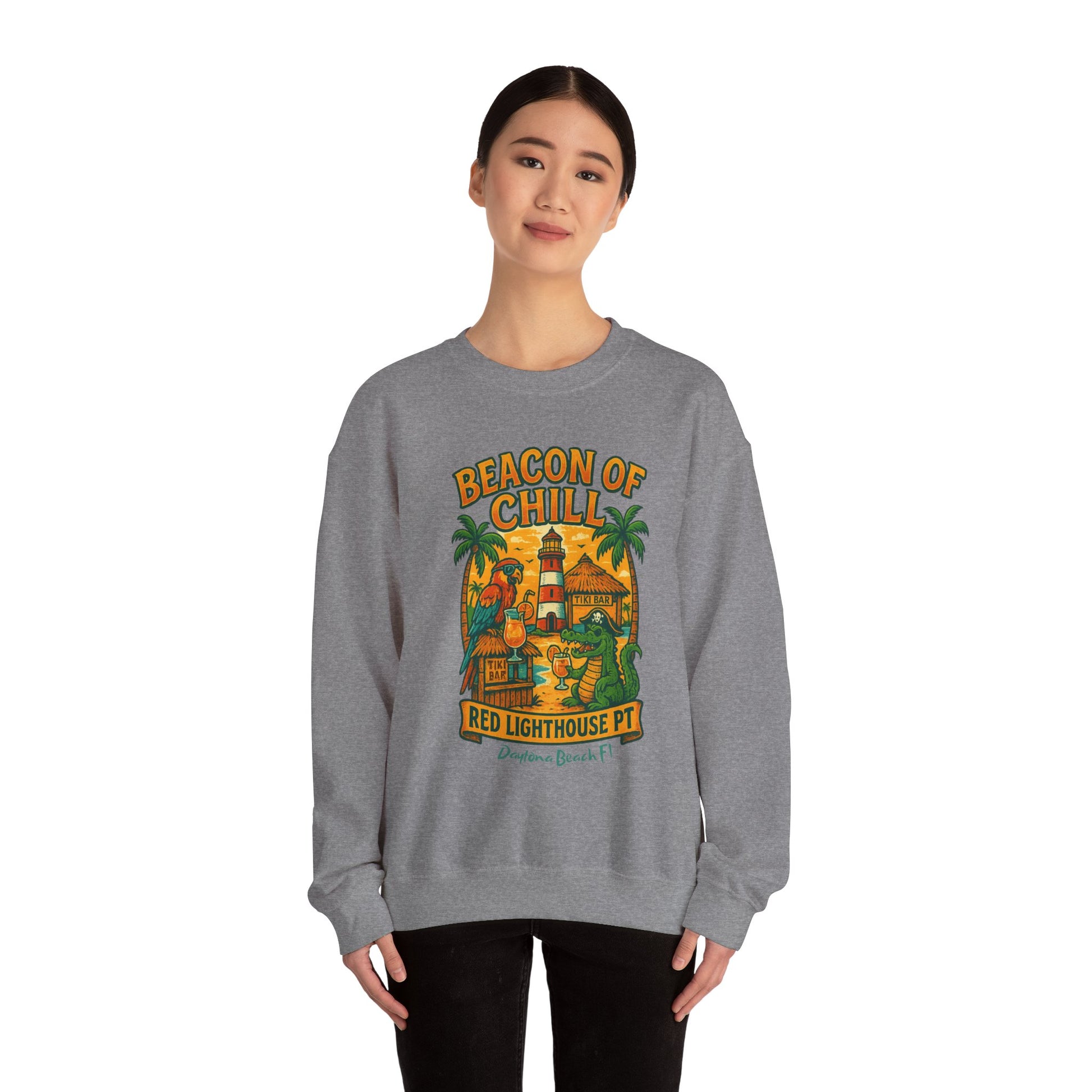 Red Lighthouse pt  Crewneck Sweatshirt - Jimmy Buffet Style
