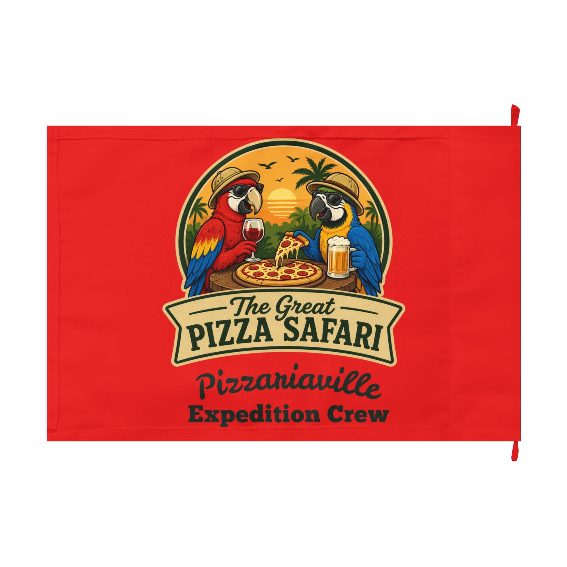 Double-Sided Flag — The Great Pizza Safari | Pizzaniaville Expedition Crew Decorative Flag