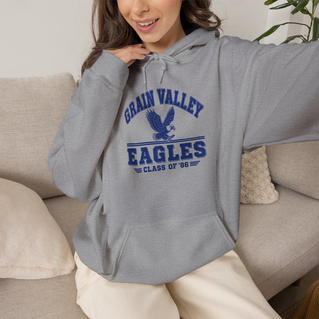 Grain Valley Eagles Hoodie – Class of ’87 Vintage School Spirit Pullover