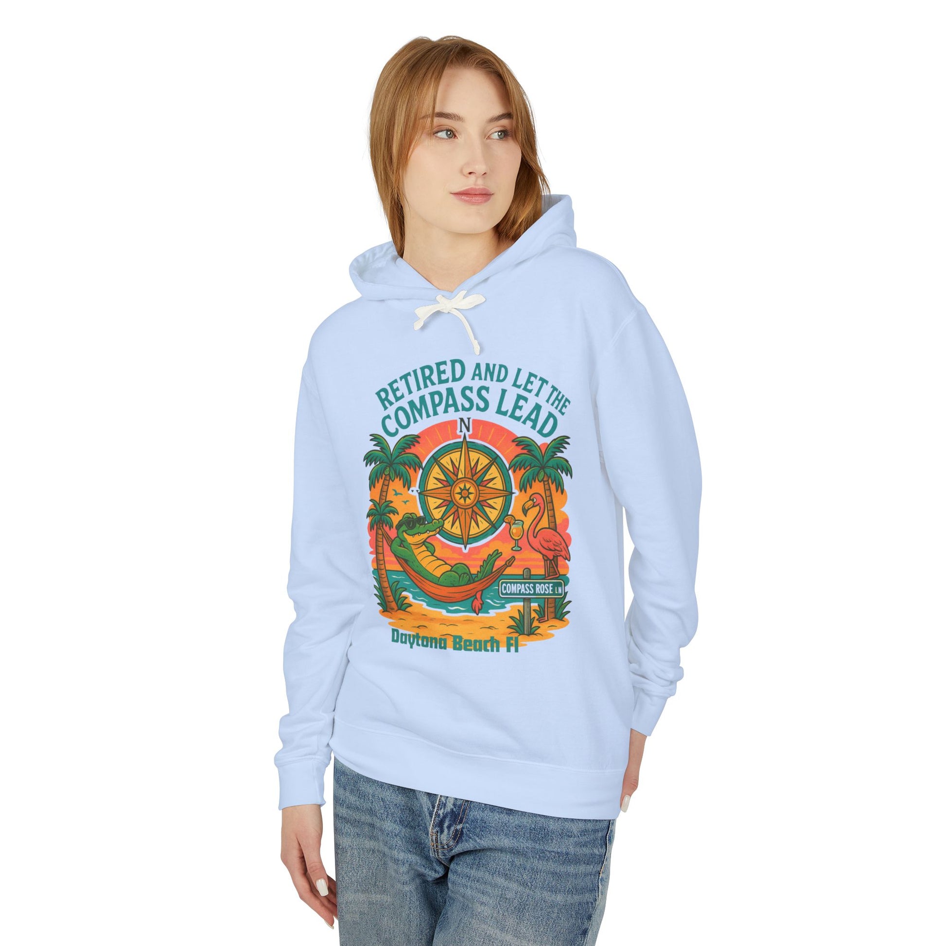 Compass Rose ln Lightweight Comfort Colors Hoodie - Jimmy Buffet Style