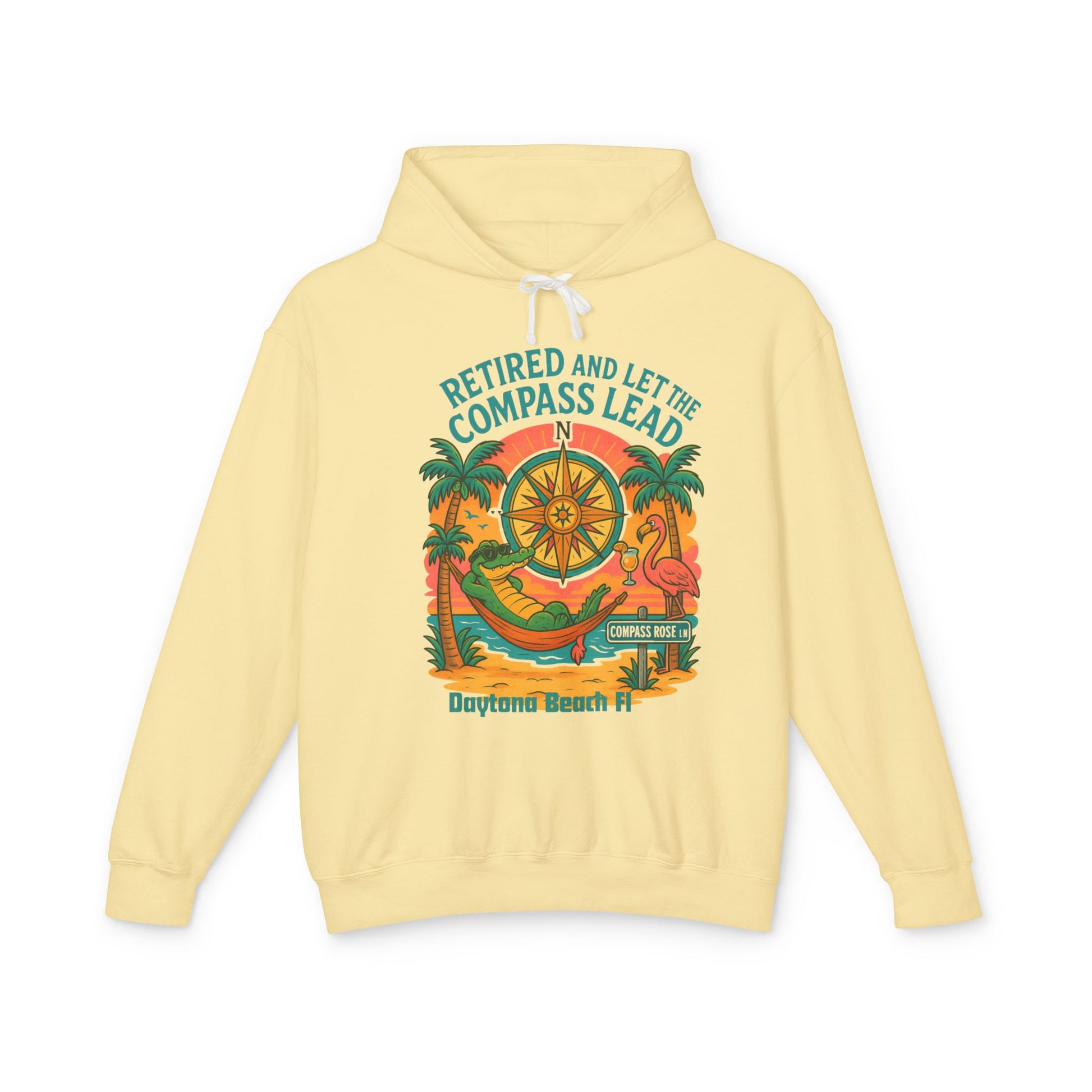 Compass Rose ln Lightweight Comfort Colors Hoodie - Jimmy Buffet Style