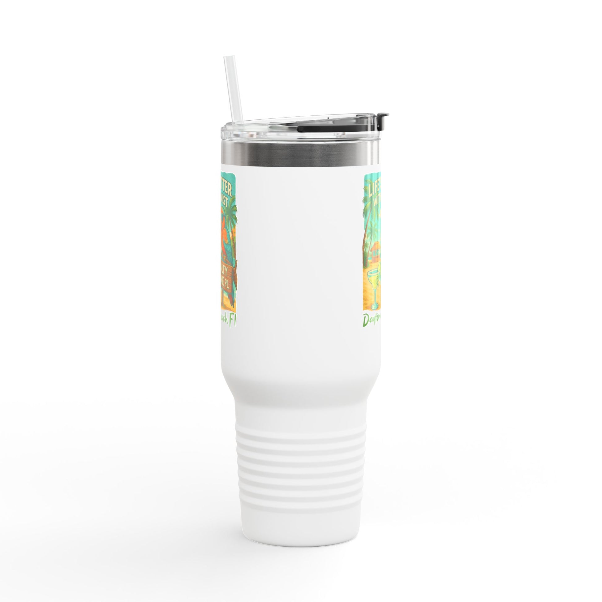 40oz Insulated Travel Mug — 'Life's Better With a Twist' Daytona Beach Cocktail Design