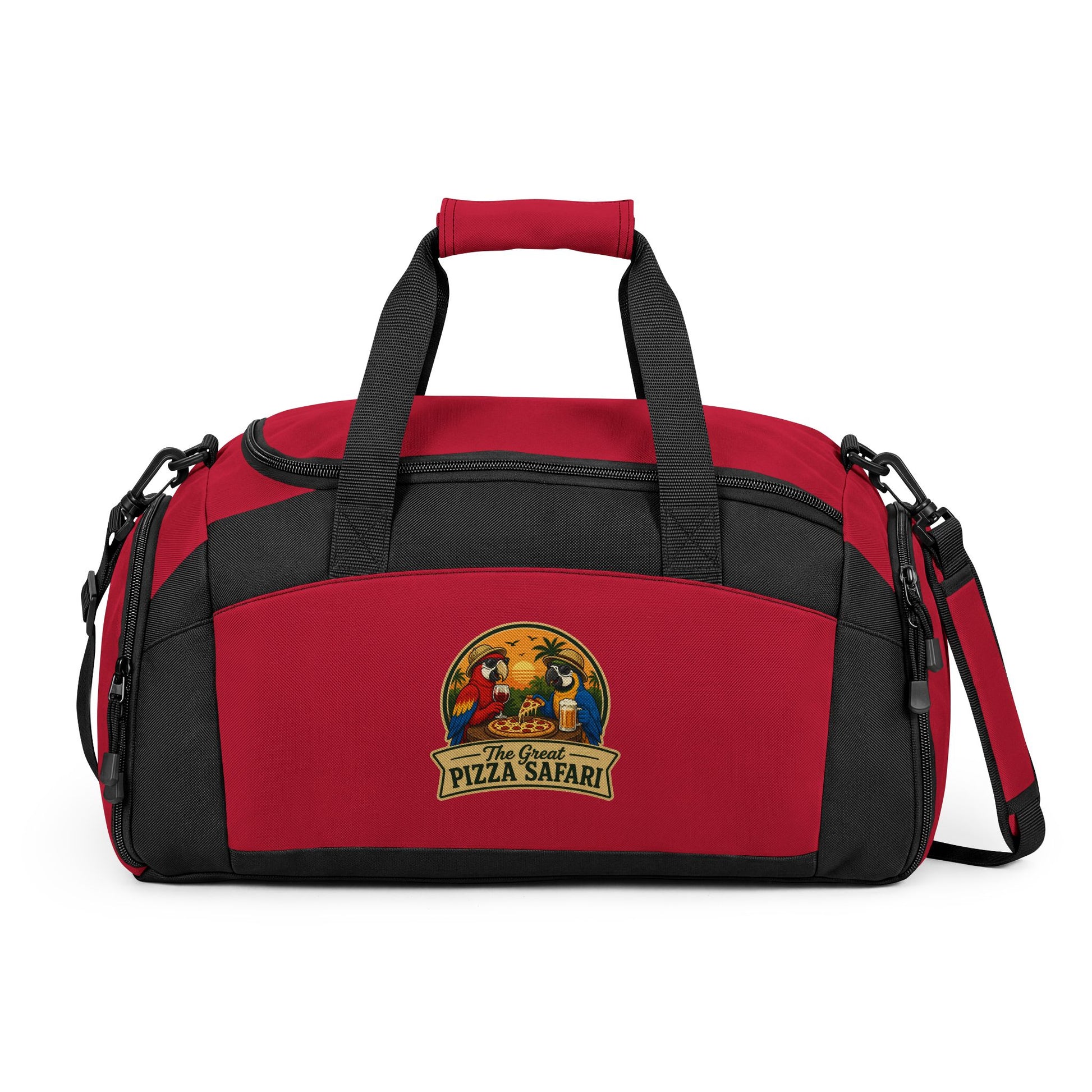 Pizza Safari Gym Bag — Tropical Parrot Travel Duffel