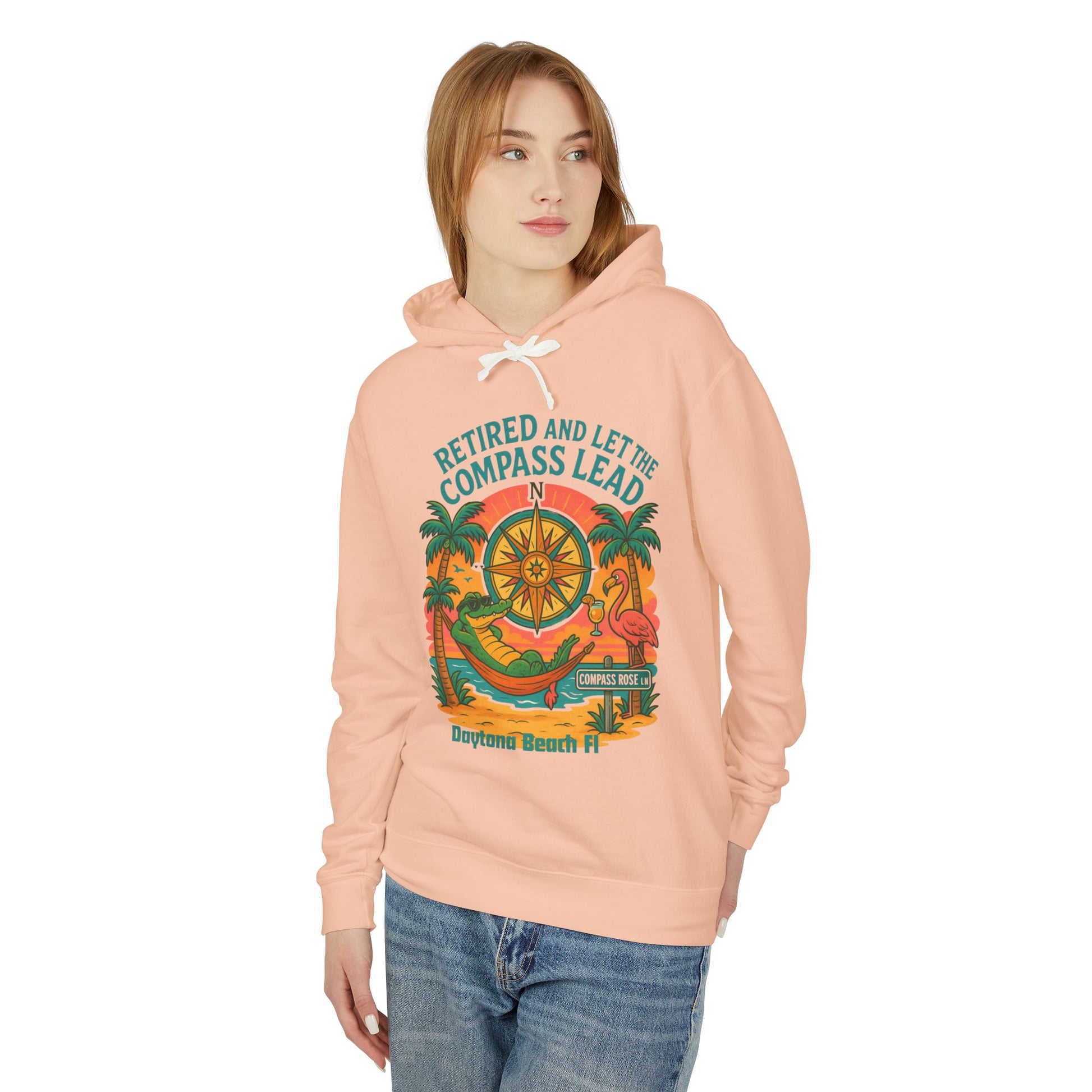 Compass Rose ln Lightweight Comfort Colors Hoodie - Jimmy Buffet Style