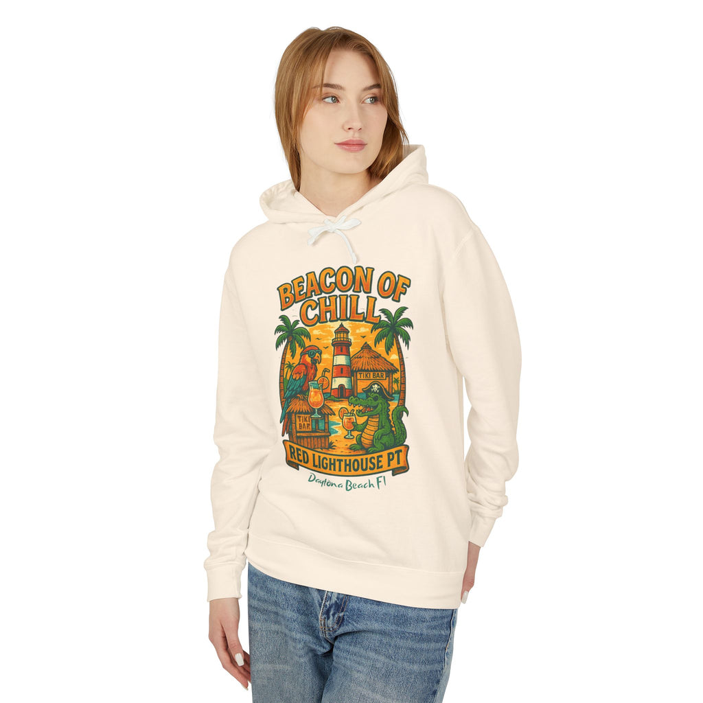 Red Lighthouse Pt  Lightweight Comfort Colors Hoodie - Jimmy Buffet Style