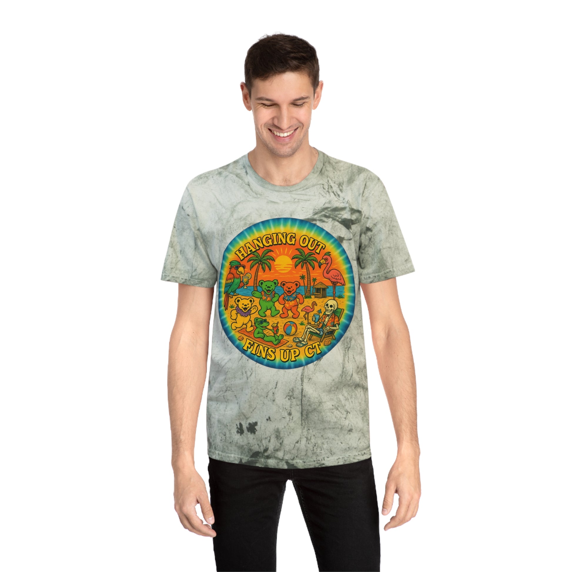Fins Up Ct  shirt  Comfort colors 1745 Tie Dye
