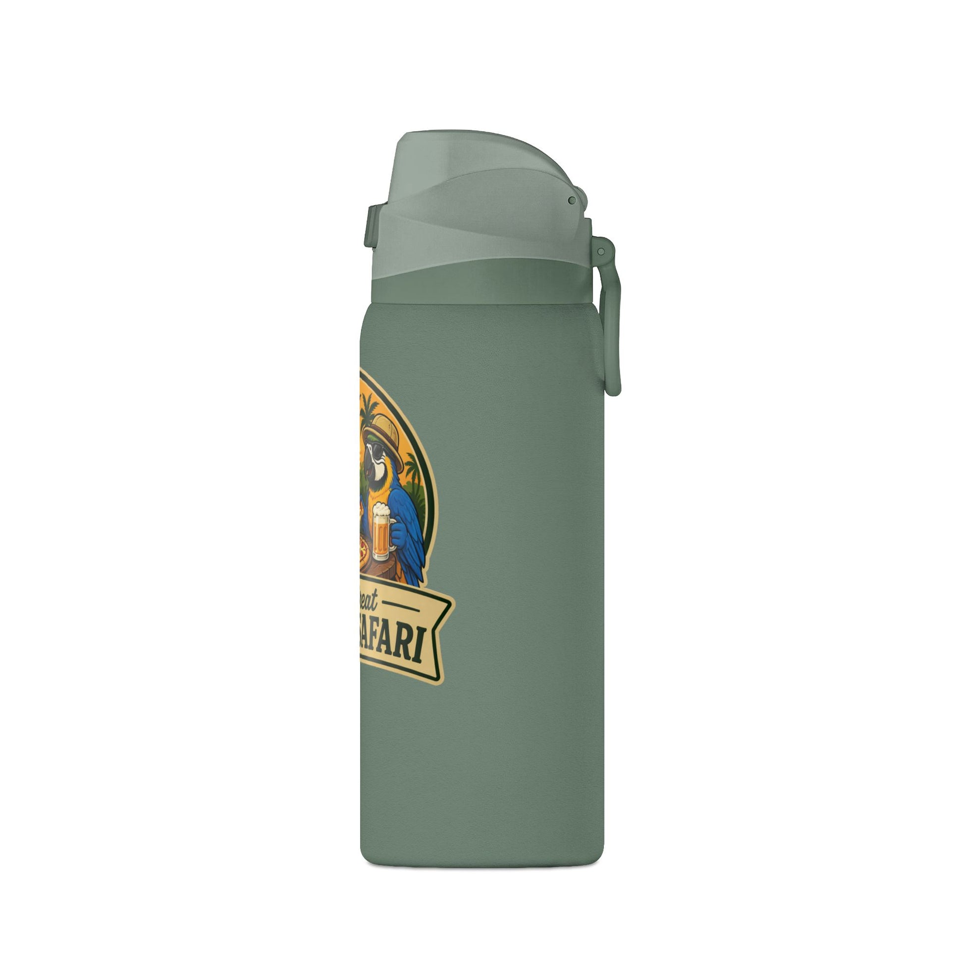Insulated Water Bottle — "The Great Pizza Safari" Parrot Design, 32 oz