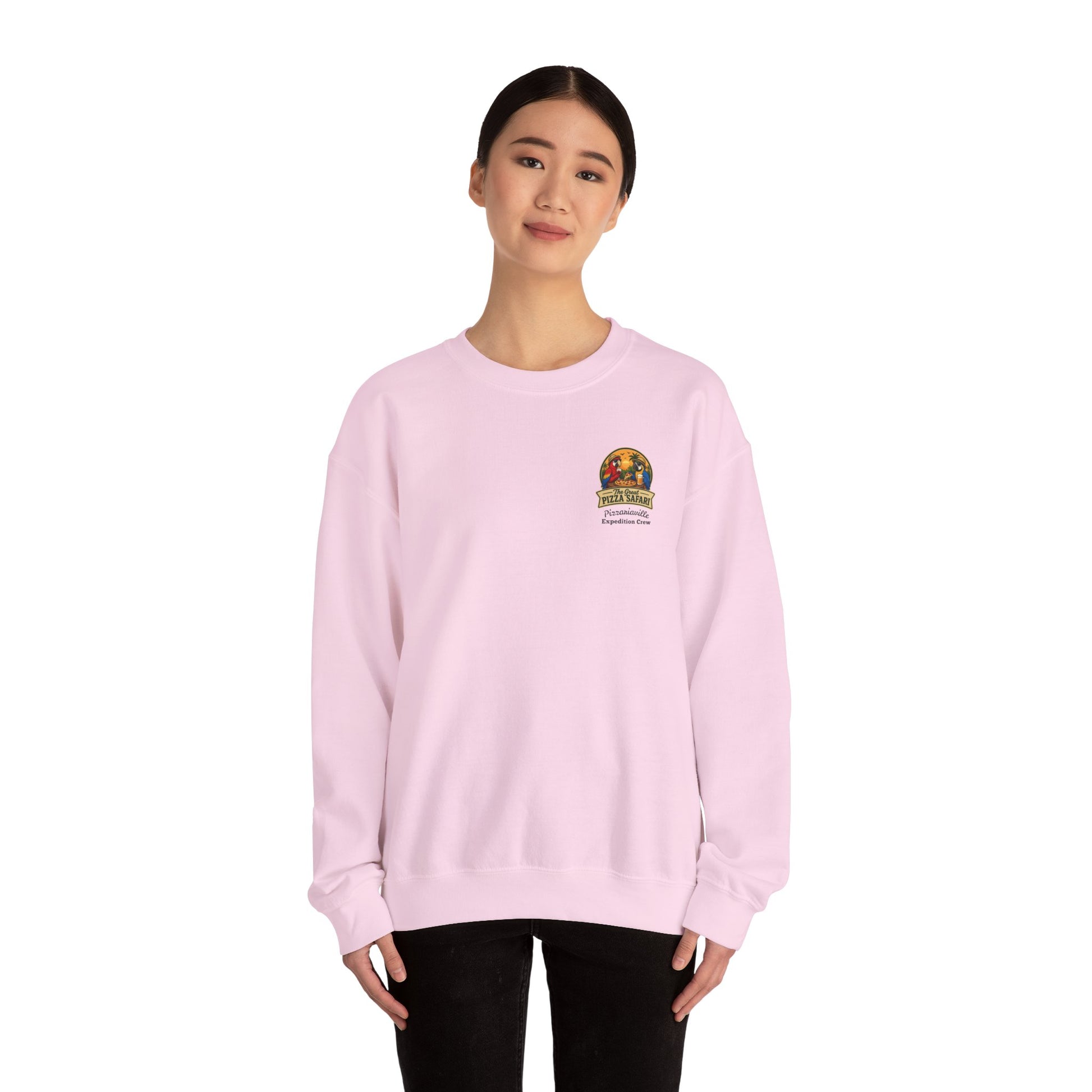 Pizza Safari Crewneck Sweatshirt — "The Great Pizza Safari" Graphic