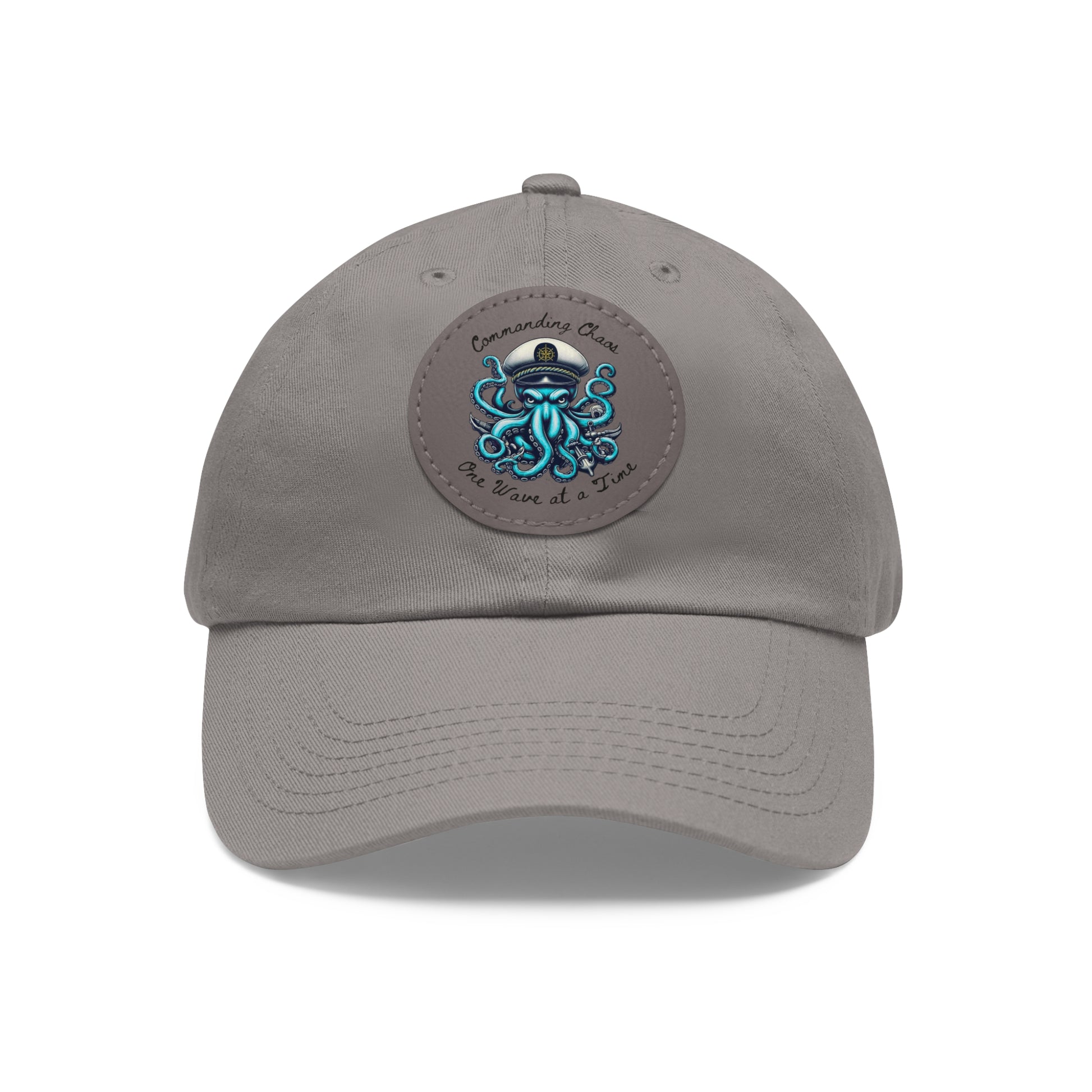 Ocean-Inspired Hat with Leather Patch, Unique Captain's Cap, Nautical Gift, Fun Summer Accessory, Fishing, Octopus, Waves, Boat gear