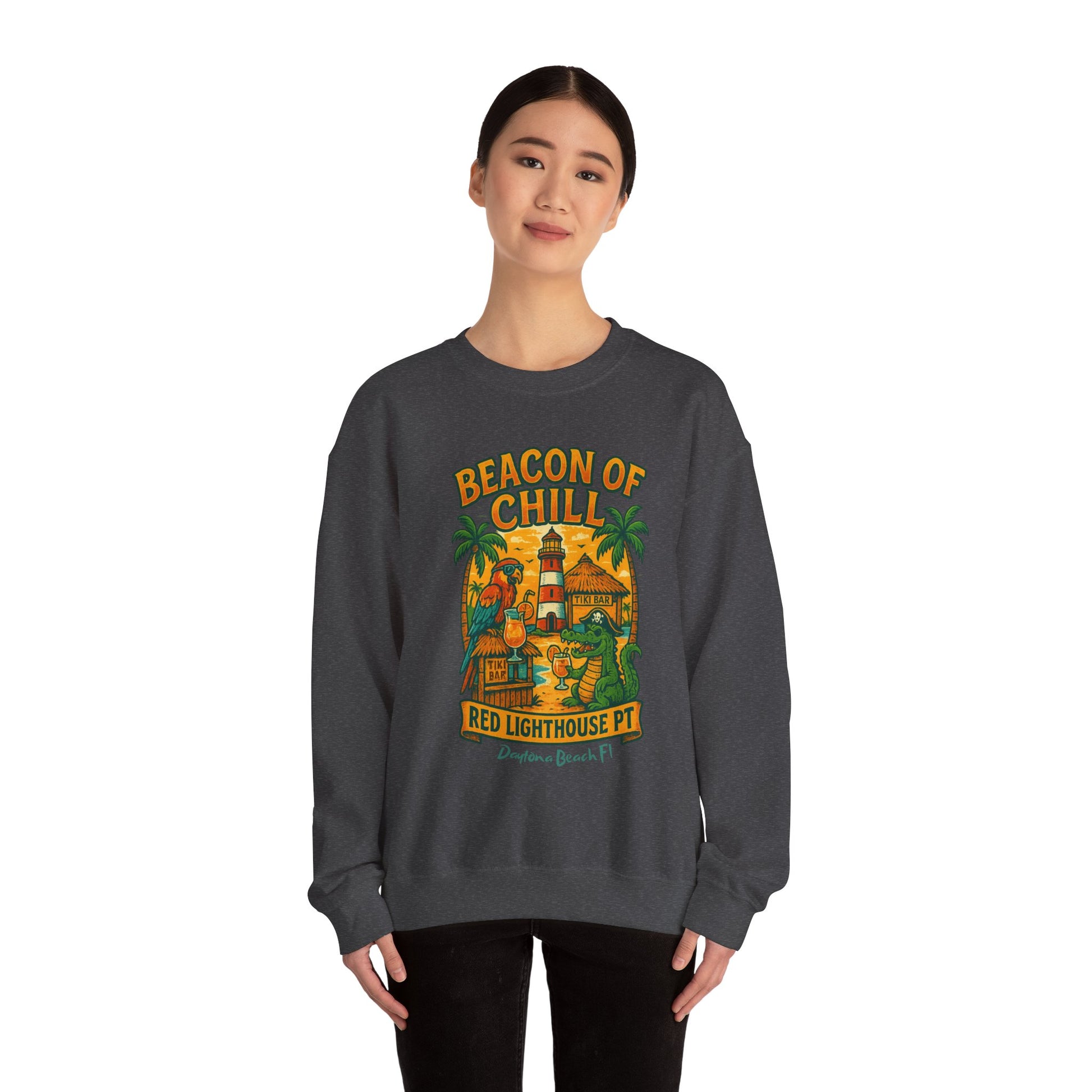 Red Lighthouse pt  Crewneck Sweatshirt - Jimmy Buffet Style