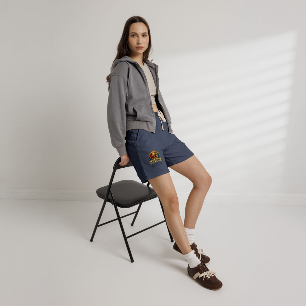 Unisex  Lightweight Garment-Dyed Fleece Sweat Shorts with Retro Pizza Safari Logo