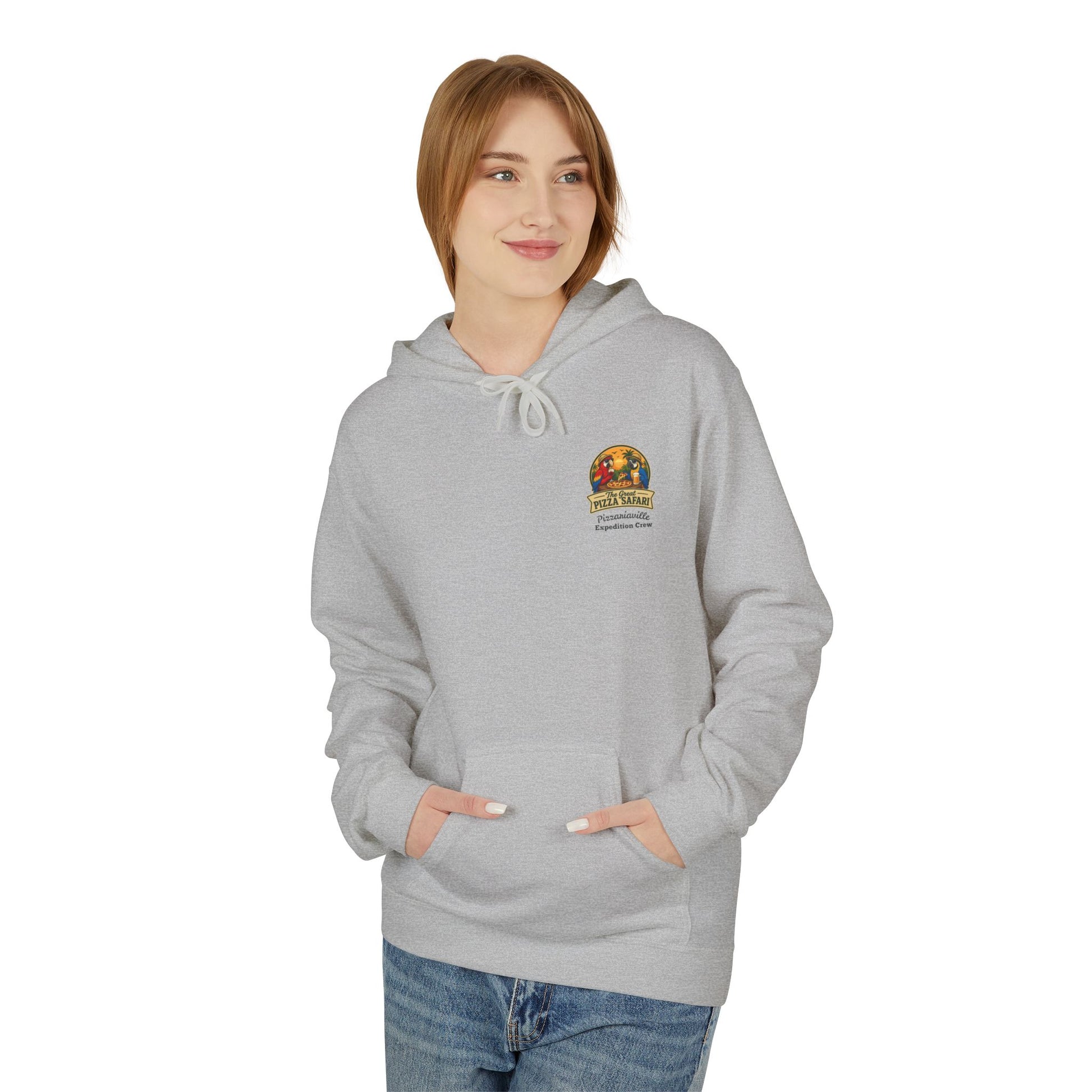 Pizza Safari Hoodie — "The Great Pizza Safari" Tropical Parrot Pizza Graphic