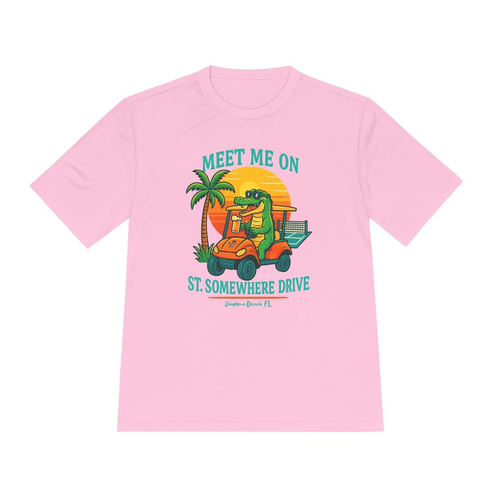 Meet Me On Somewhere Drive Tee — Funny Golf Cart Alligator Graphic T-Shirt