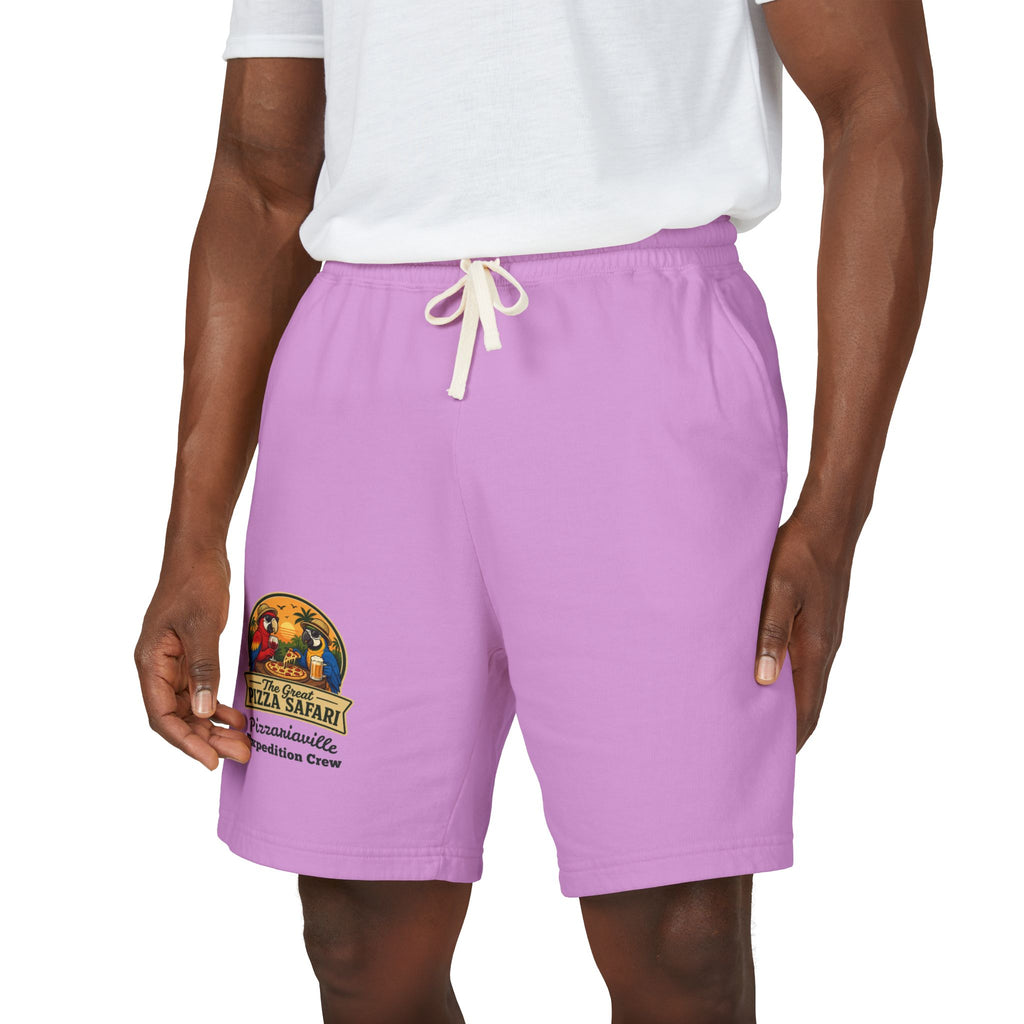 Unisex  Lightweight Garment-Dyed Fleece Sweat Shorts with Retro Pizza Safari Logo