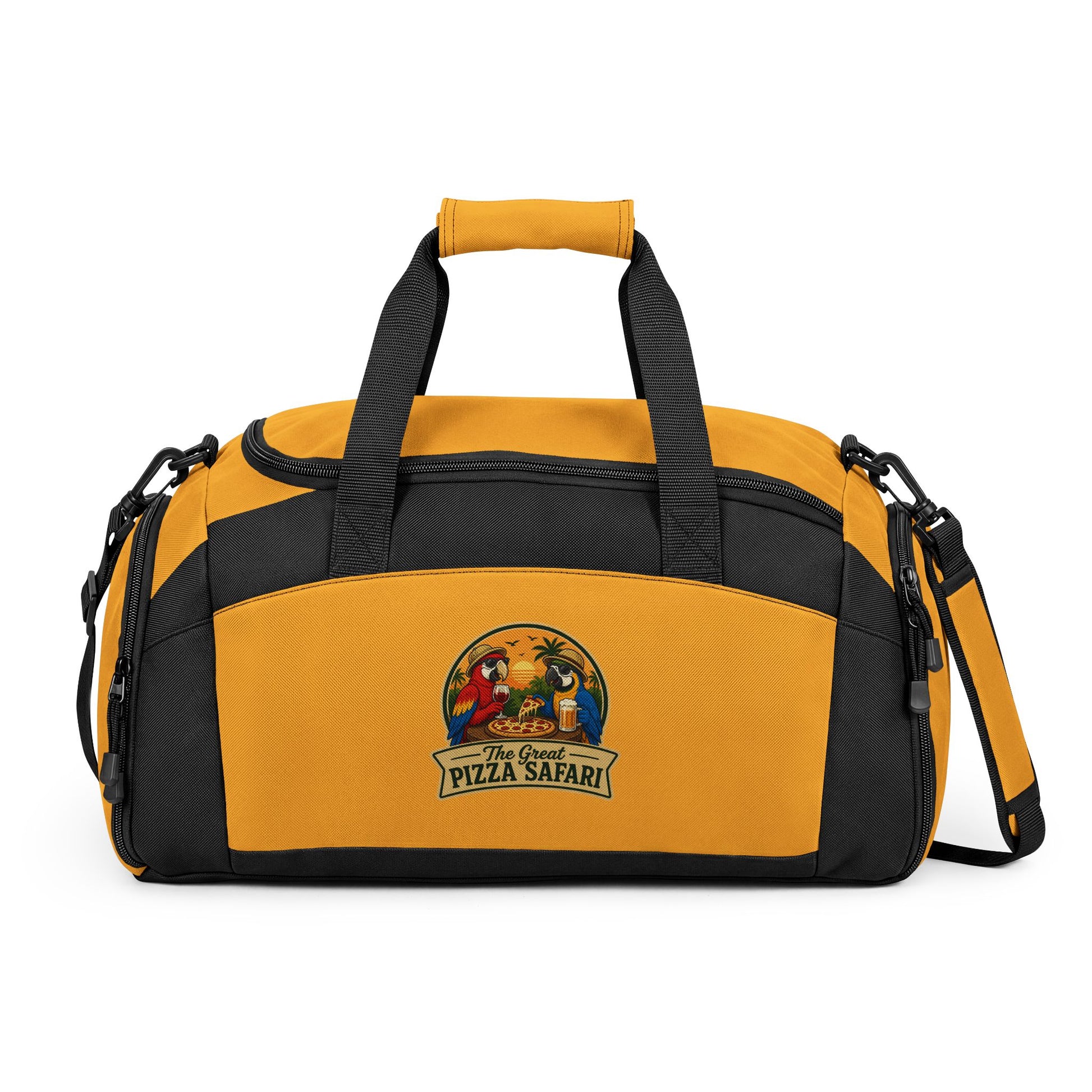 Pizza Safari Gym Bag — Tropical Parrot Travel Duffel