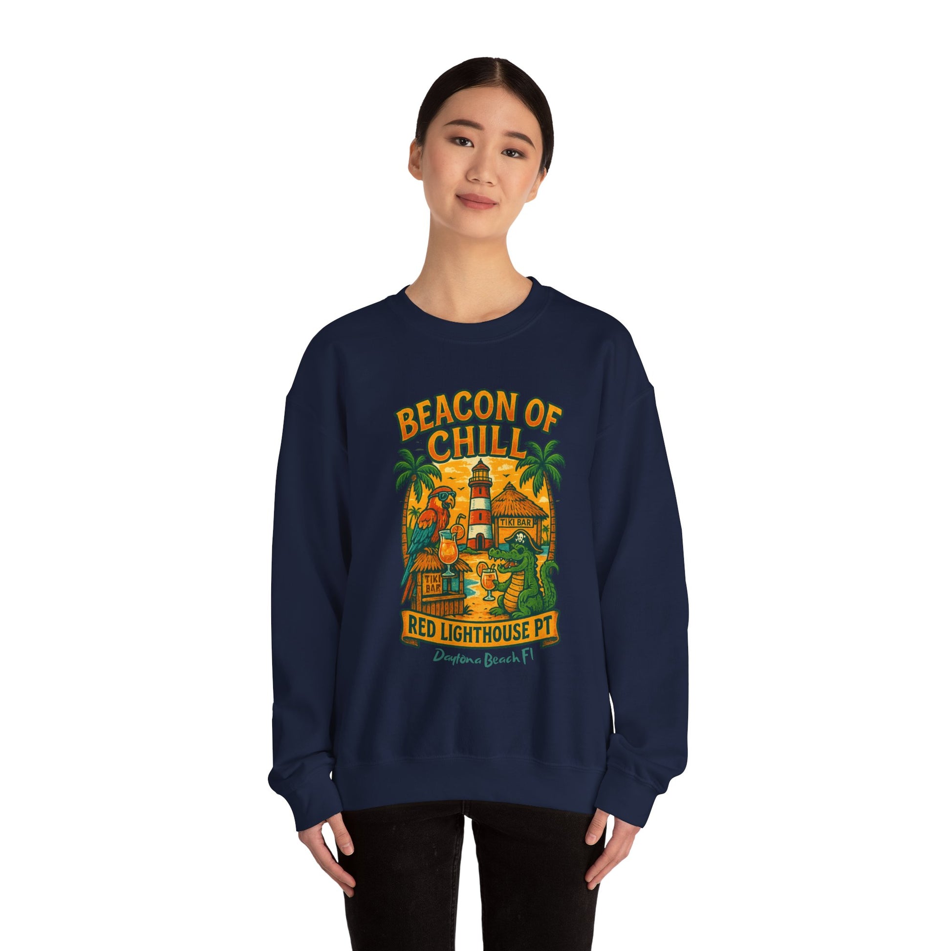Red Lighthouse pt  Crewneck Sweatshirt - Jimmy Buffet Style