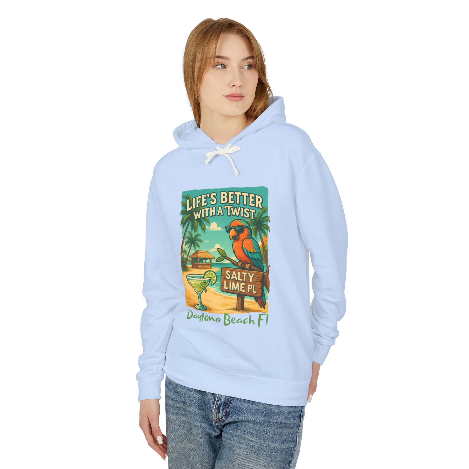 Salty Lime  Place  Lightweight Comfort Colors Hoodie - Jimmy Buffet Style