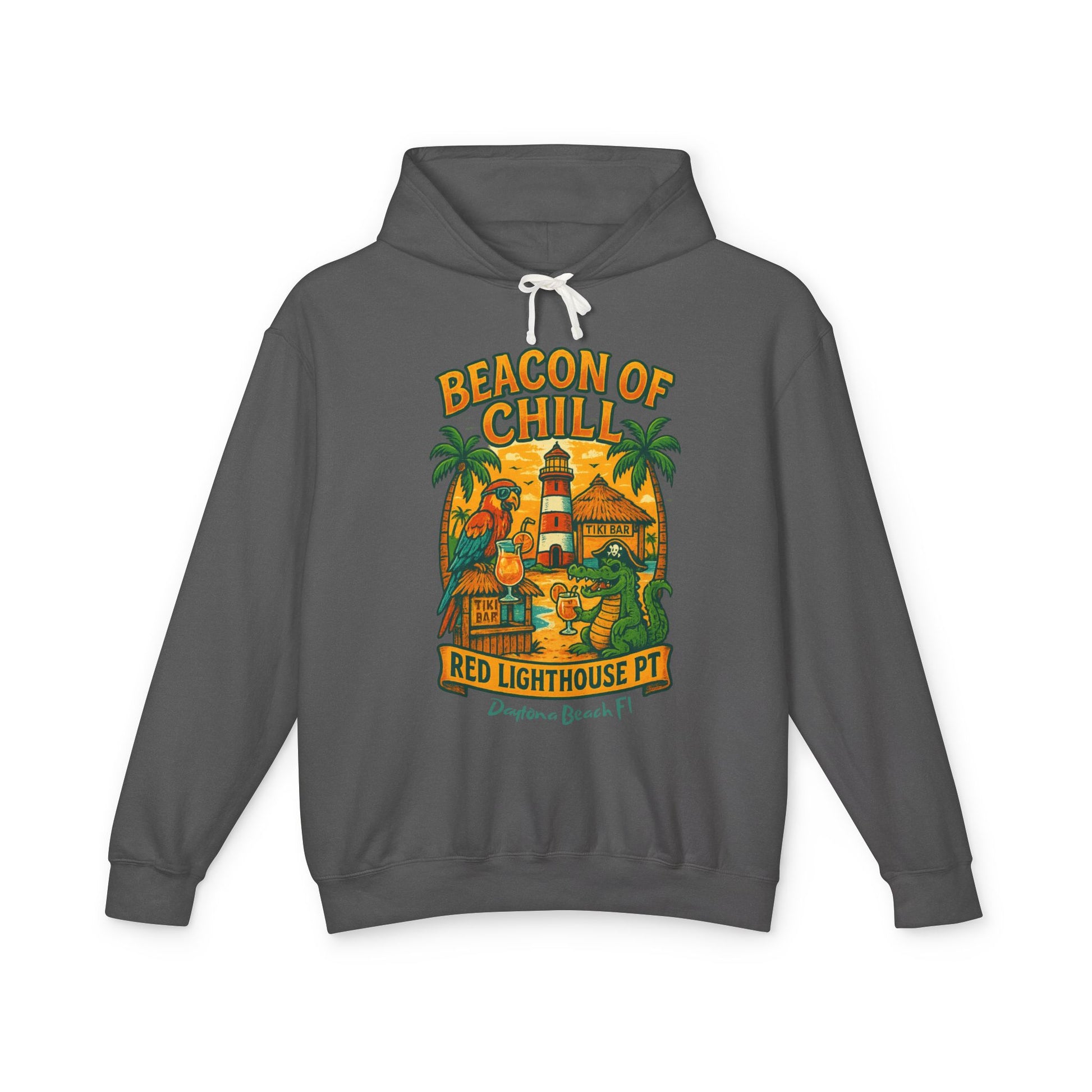 Red Lighthouse Pt  Lightweight Comfort Colors Hoodie - Jimmy Buffet Style