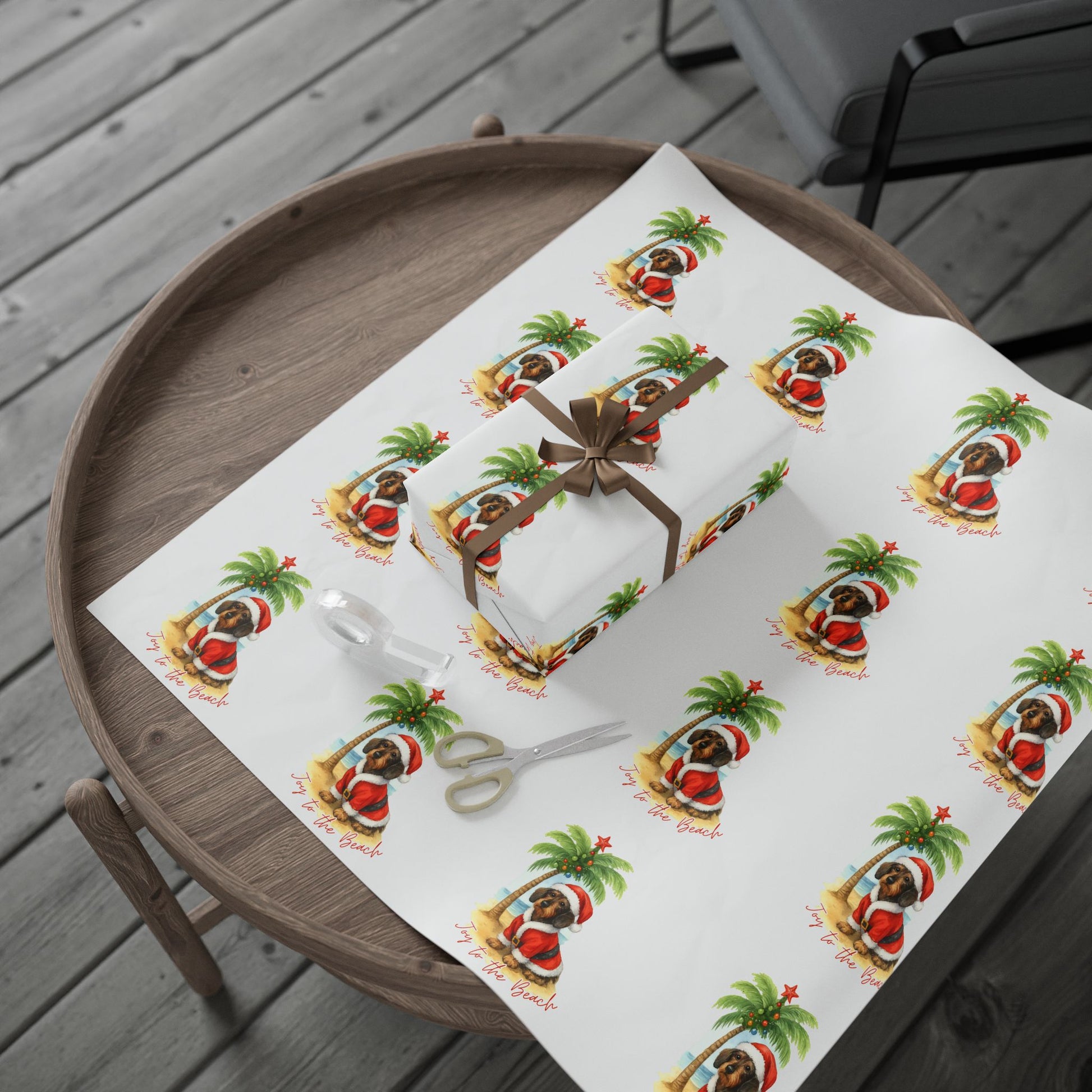 Christmas Puppy & Palm Tree Wrapping Paper – Joyful Holiday Gift Wrap