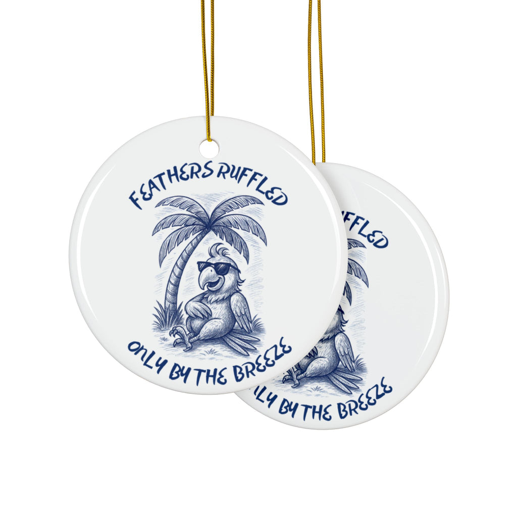 Tropical Ceramic Ornaments - Feathers Ruffled Design, Perfect for Holiday Decorations, Unique Gifts, 2-Sided Print