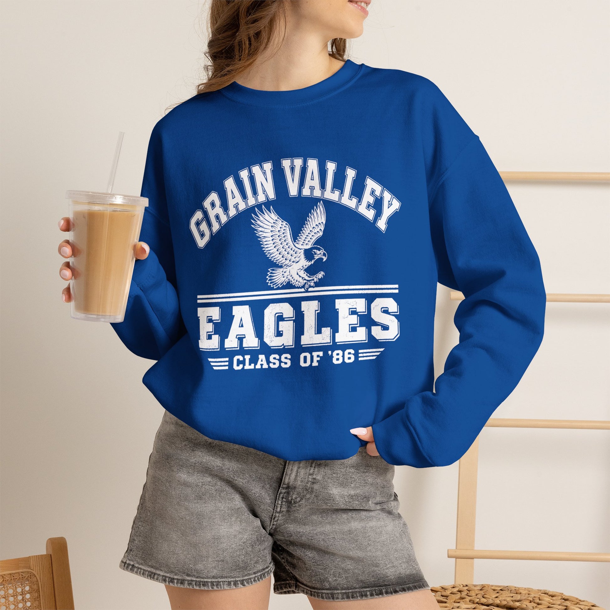 Grain Valley Eagles Crewneck Sweatshirt — Class of '86 Vintage School Spirit