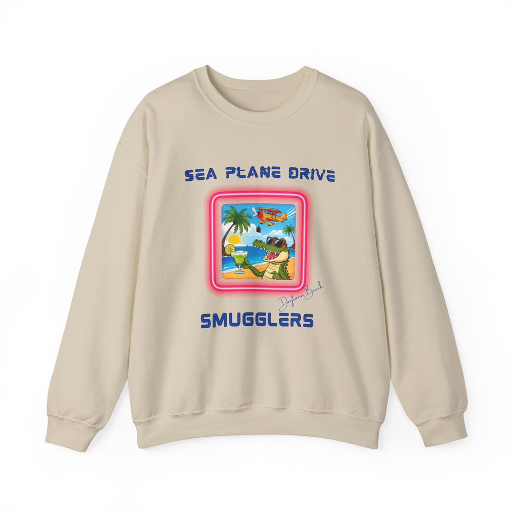 Sea Plane Drive  Tropical Vacation Crewneck Sweatshirt - High Times on Sea Plane Drive, Fun Beachwear, Unisex Gift, Summer Casual, Travel Apparel