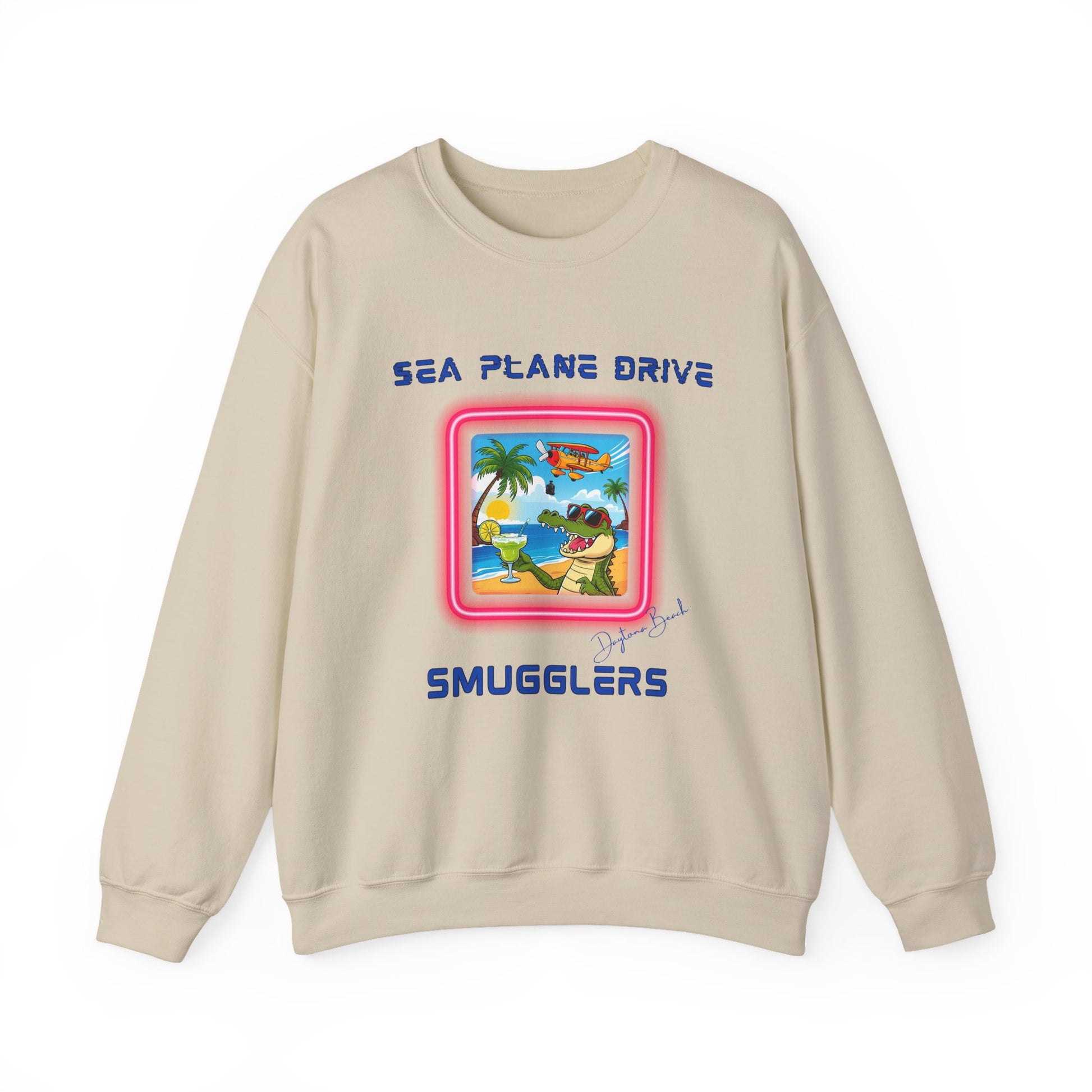 Sea Plane Drive  Tropical Vacation Crewneck Sweatshirt - High Times on Sea Plane Drive, Fun Beachwear, Unisex Gift, Summer Casual, Travel Apparel