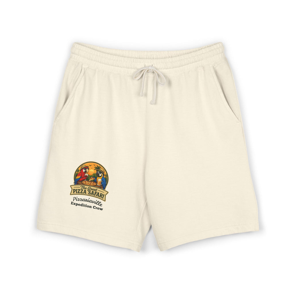 Unisex  Lightweight Garment-Dyed Fleece Sweat Shorts with Retro Pizza Safari Logo