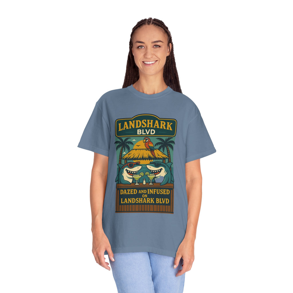 Landshark BLVD  design  T-Shirt, Summer Vibes Tee, Beachwear, Vacation Shirt, Funny Graphic Tee, Unisex Casual Wear