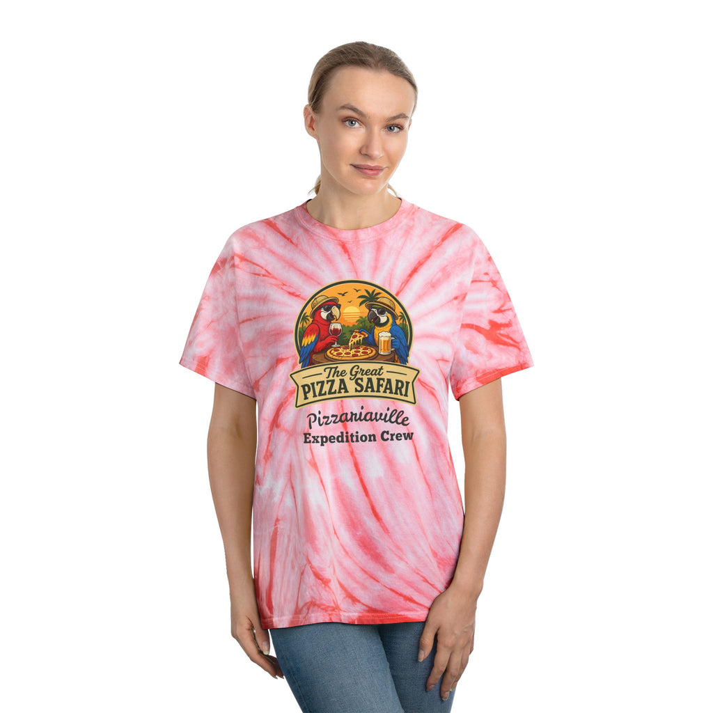 Tie-Dye Tee — The Great Pizza Safari “Pizzariaville Expedition Crew” Graphic Shirt