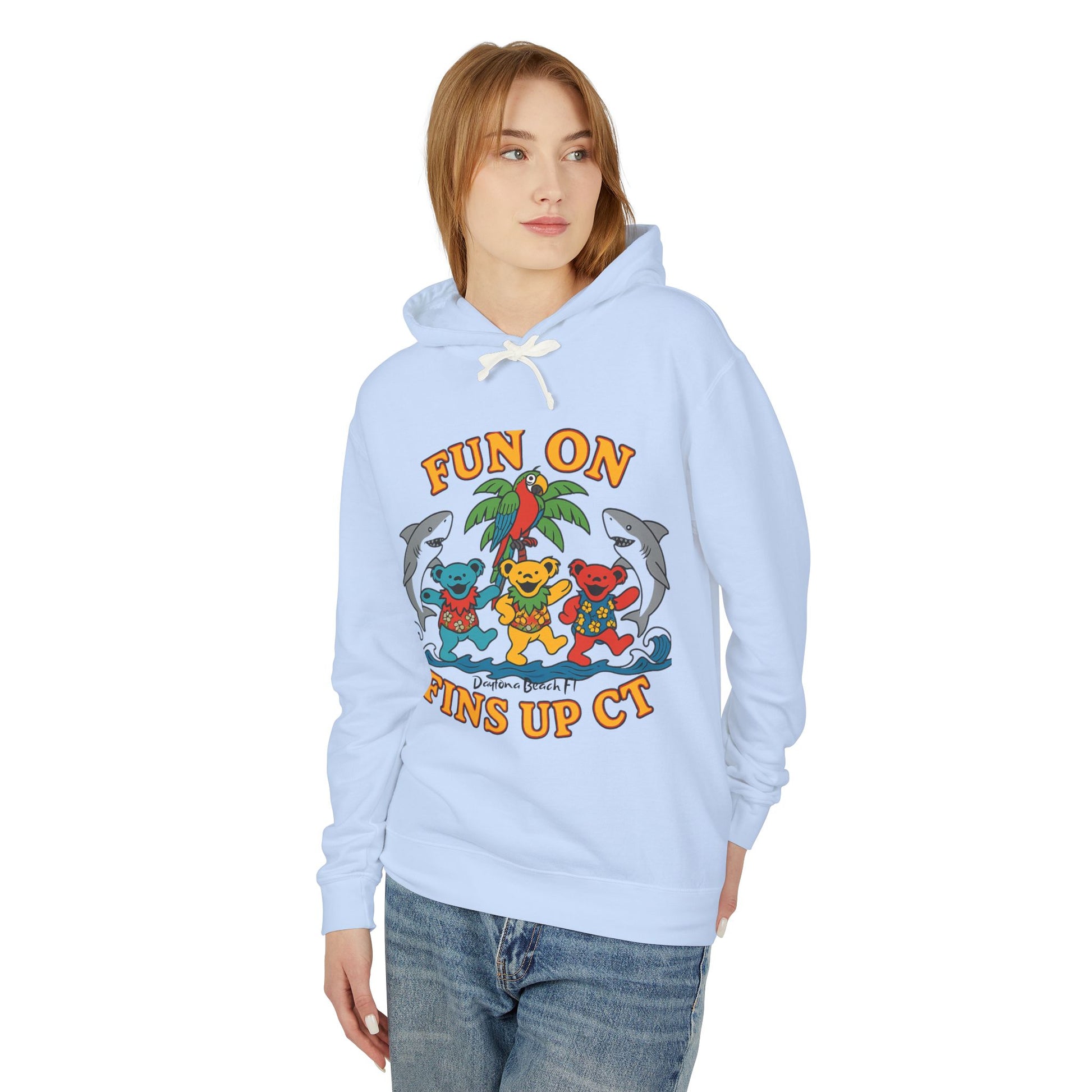 Fins Up ct  Lightweight Comfort Colors Hoodie - Jimmy Buffet Style